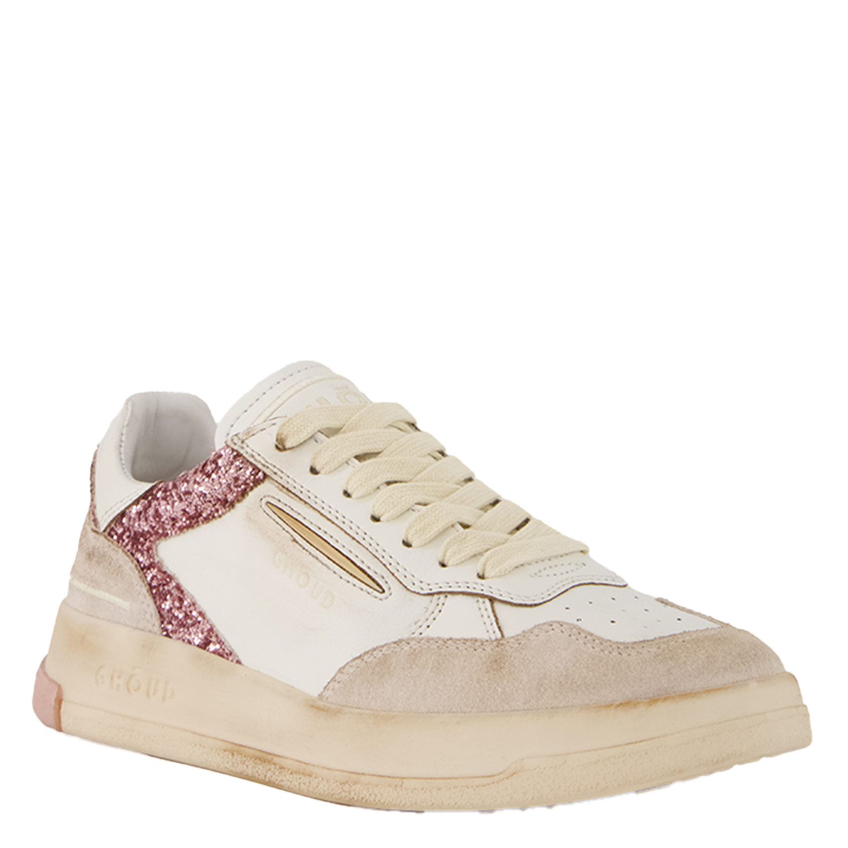 Low-top leather mix sneakers GHOUD VENICE Pink