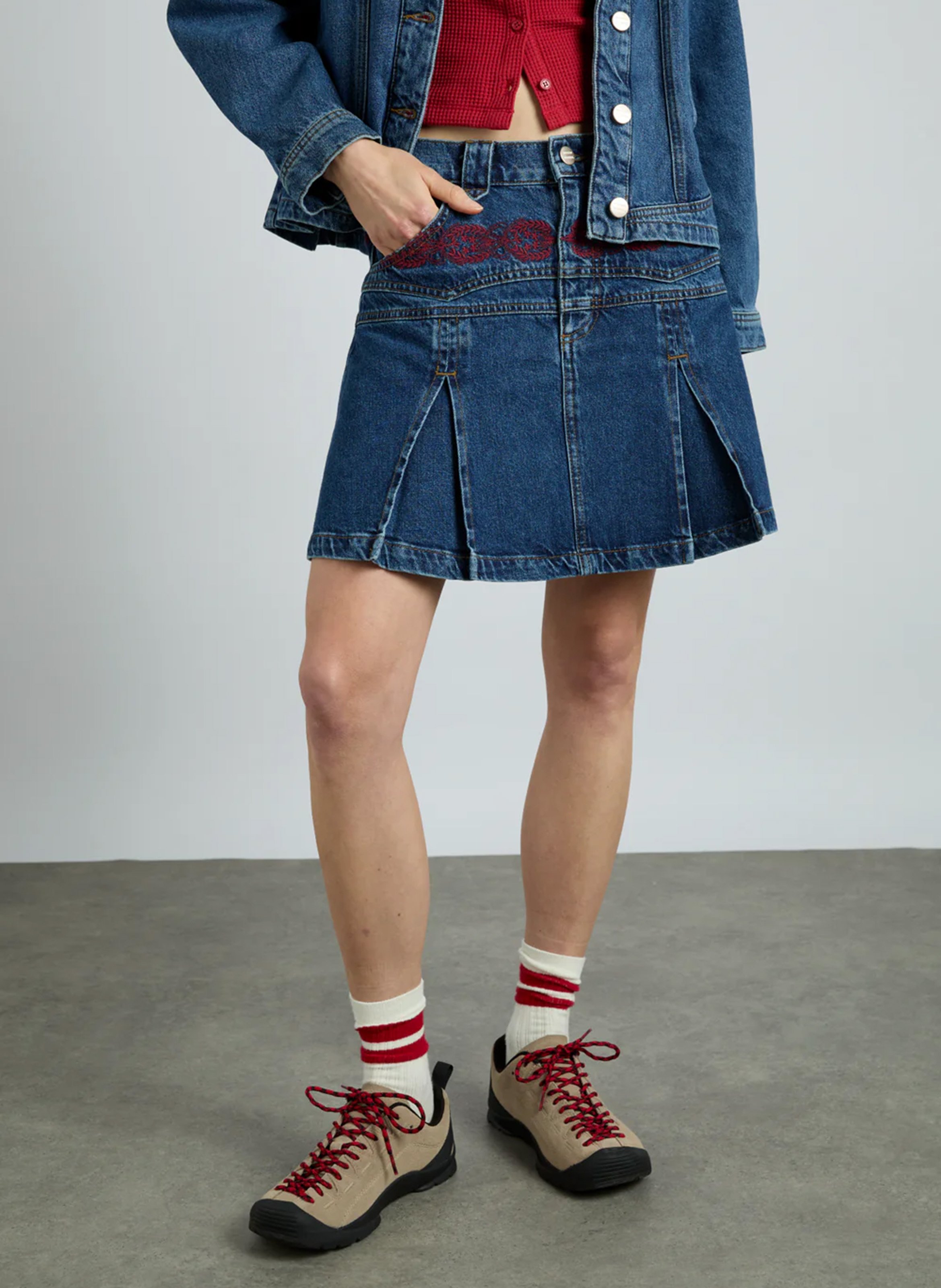 Flared short denim skirt DAMSON MADDER Blue