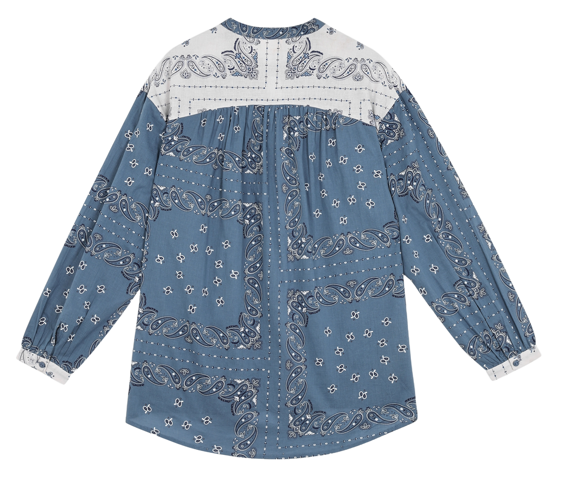 Round-neck printed cotton blouse AN'GE Blue