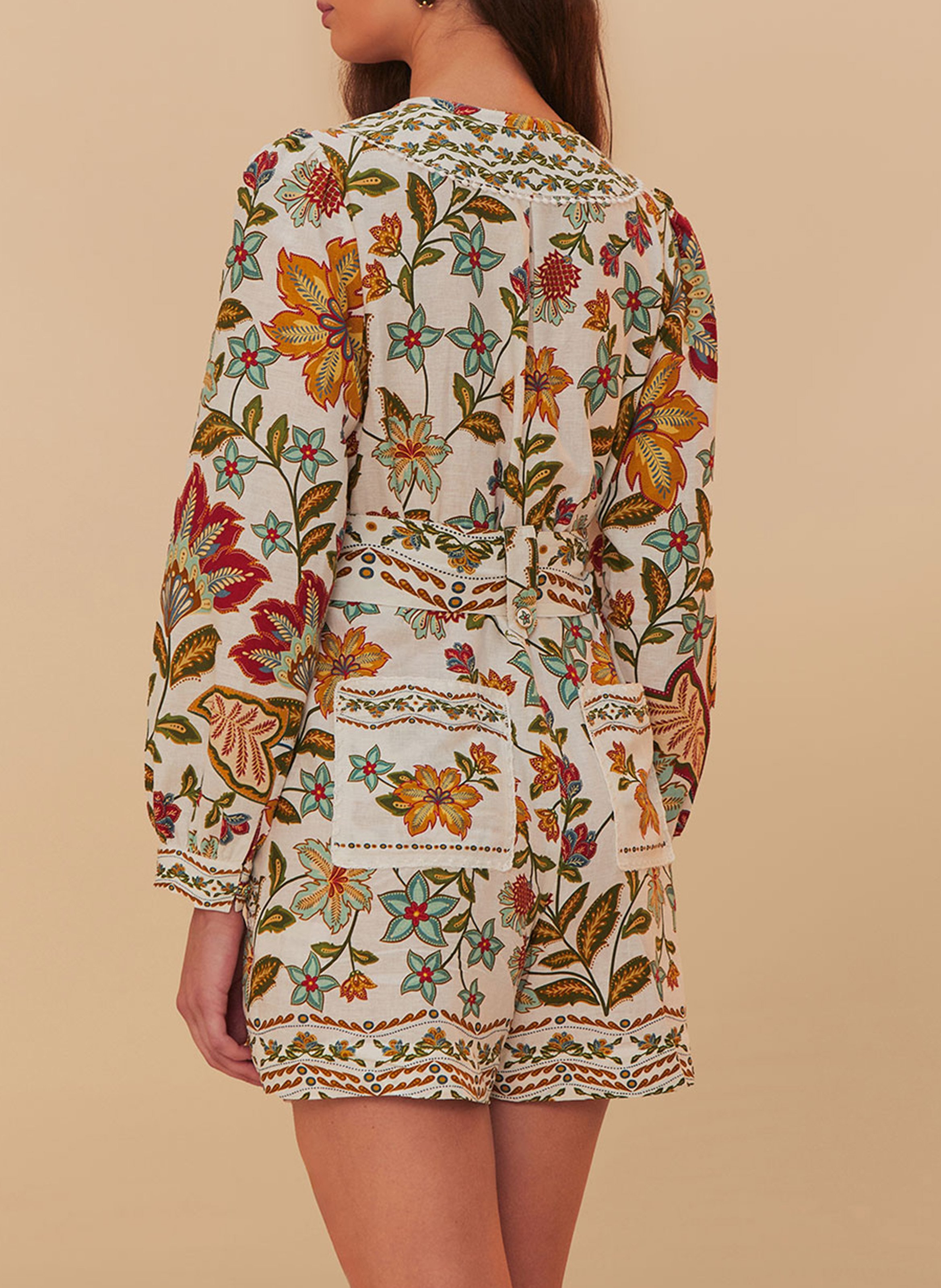 Combi short col tunisien à imprimé végétal FARM RIO Multicolore