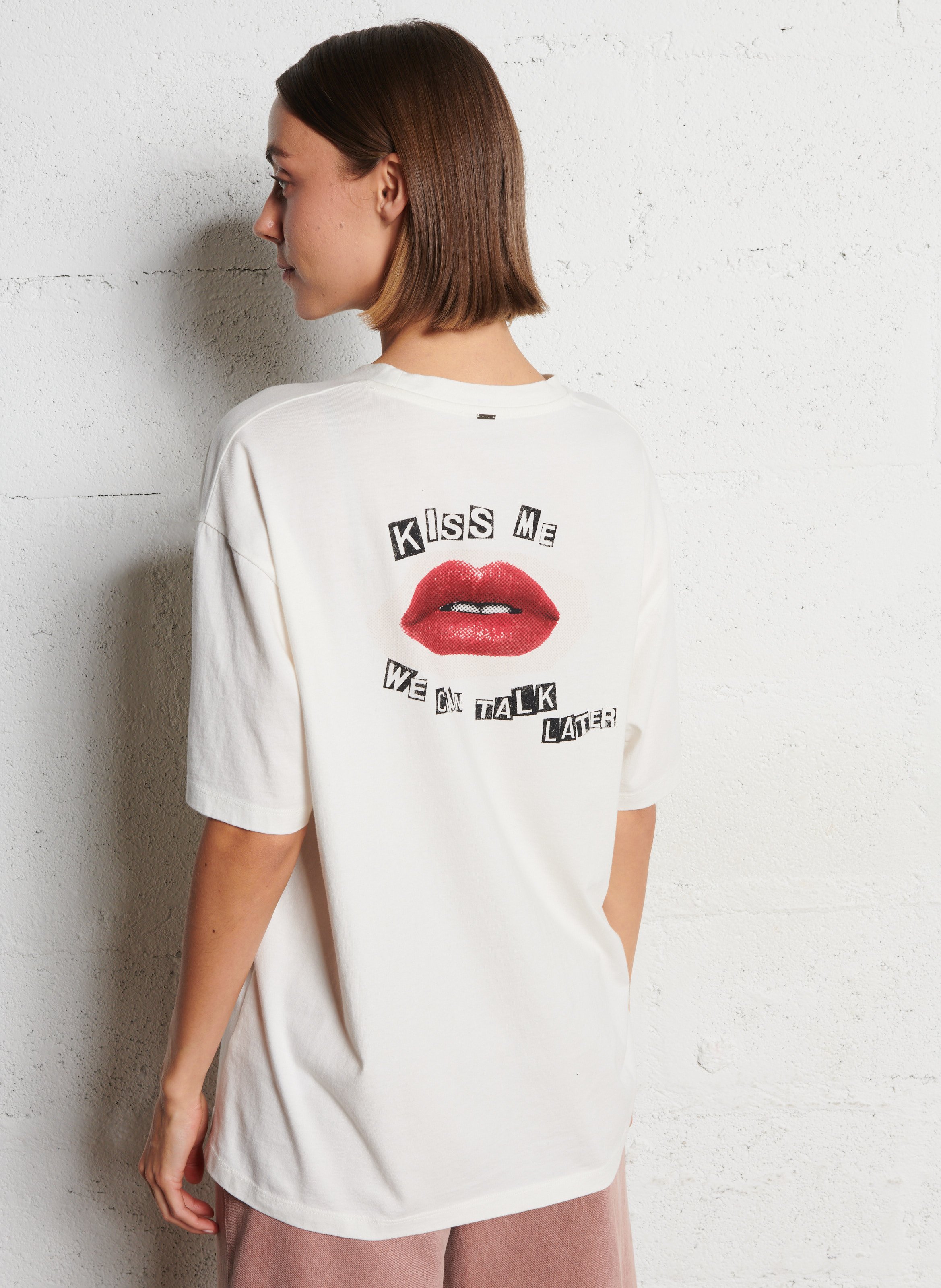 Tee-shirt ample maxi visuel dos IKKS Blanc