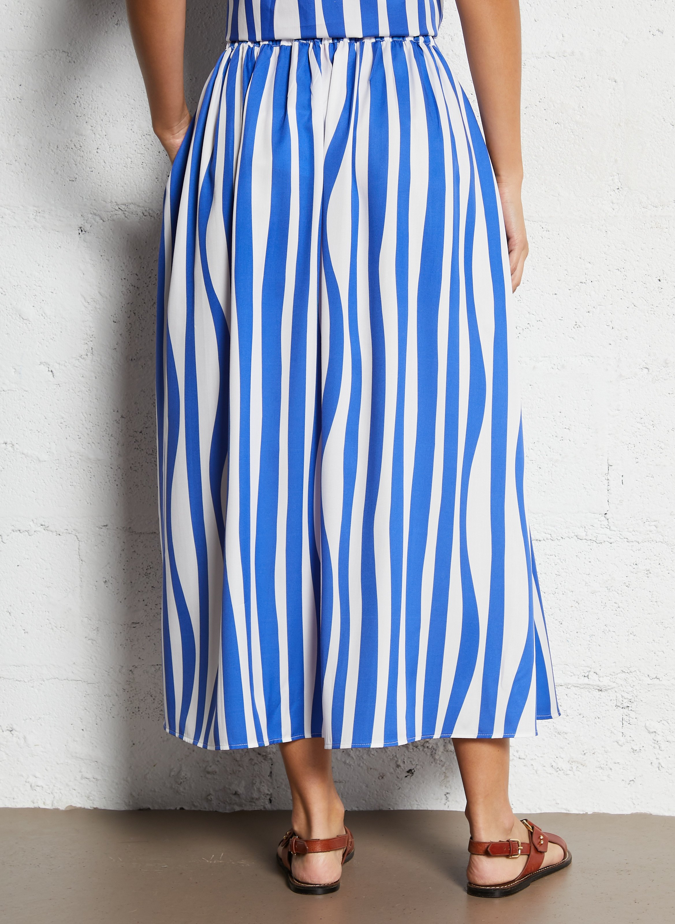 Jupe longue à rayures ELISE CHALMIN Bleu