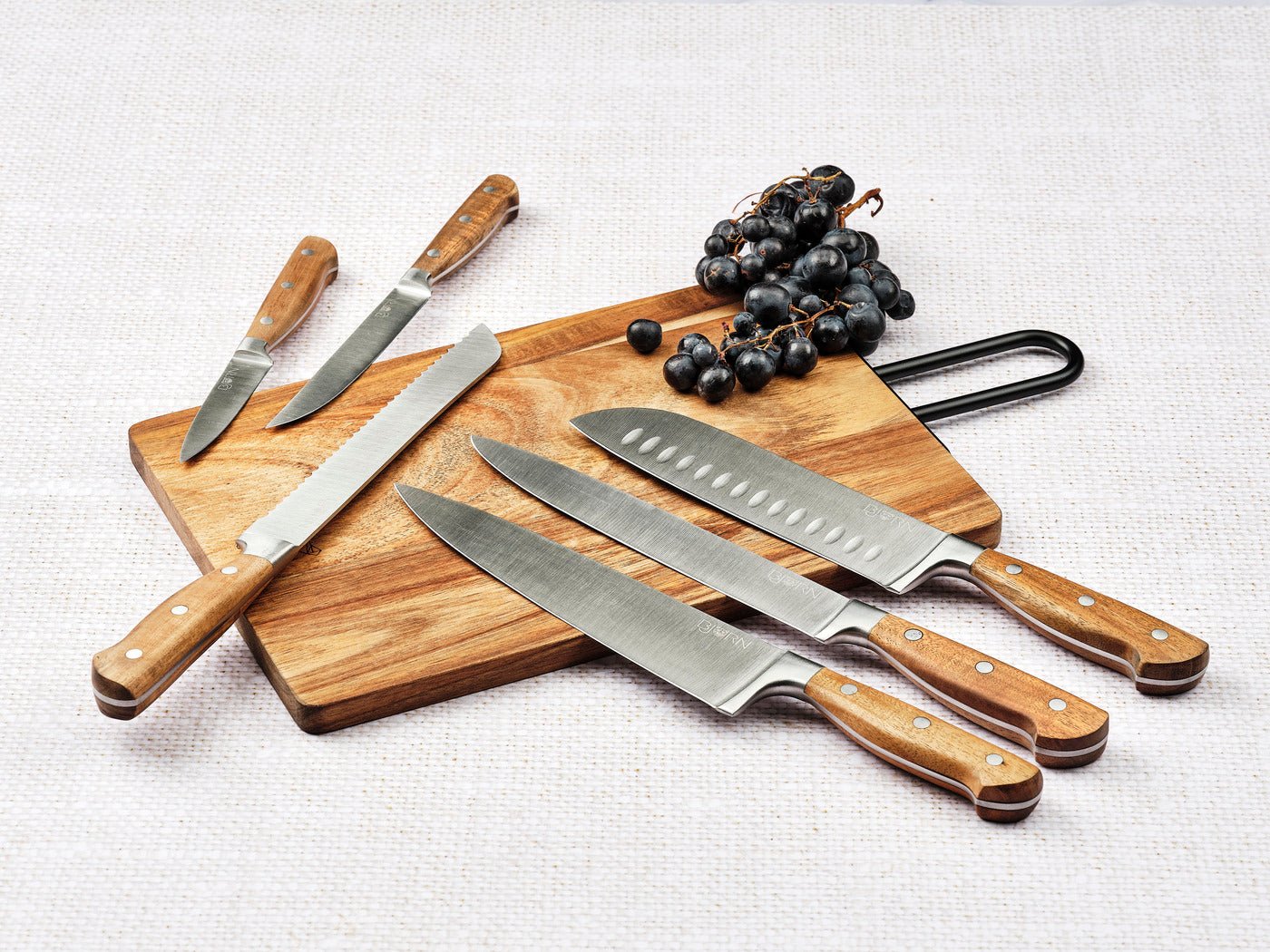 Jakob kitchen knives - 6 pieces BJORN Brown