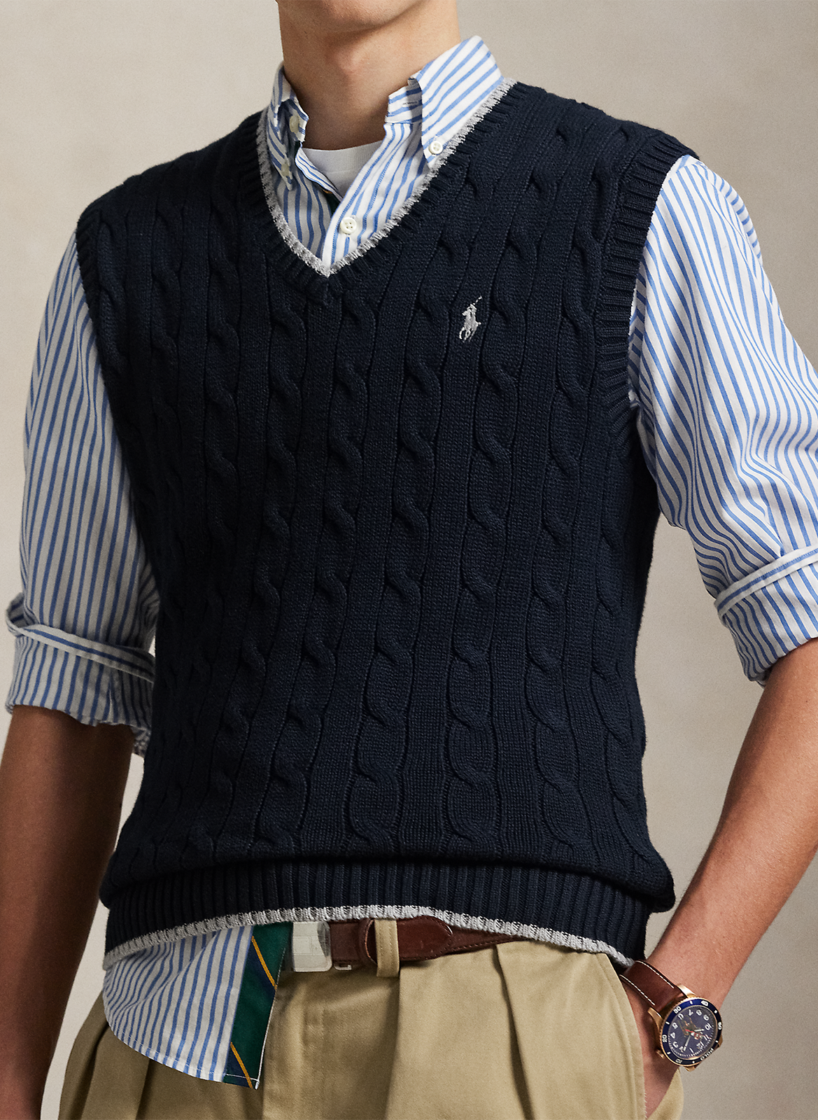 Pull col v en coton POLO RALPH LAUREN Multicolore