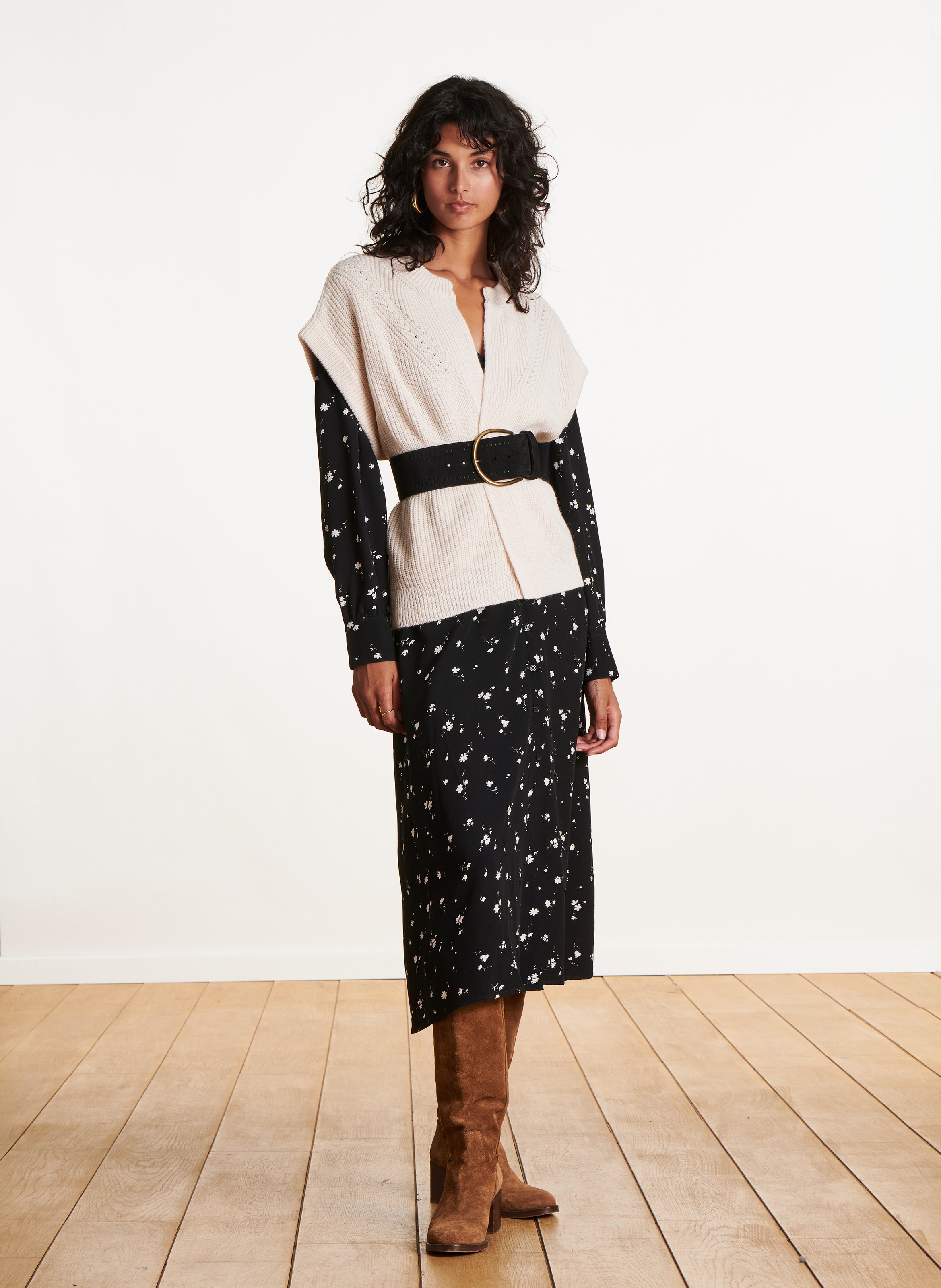 Brede riem van gemengd leer LA FEE MARABOUTEE Zwart