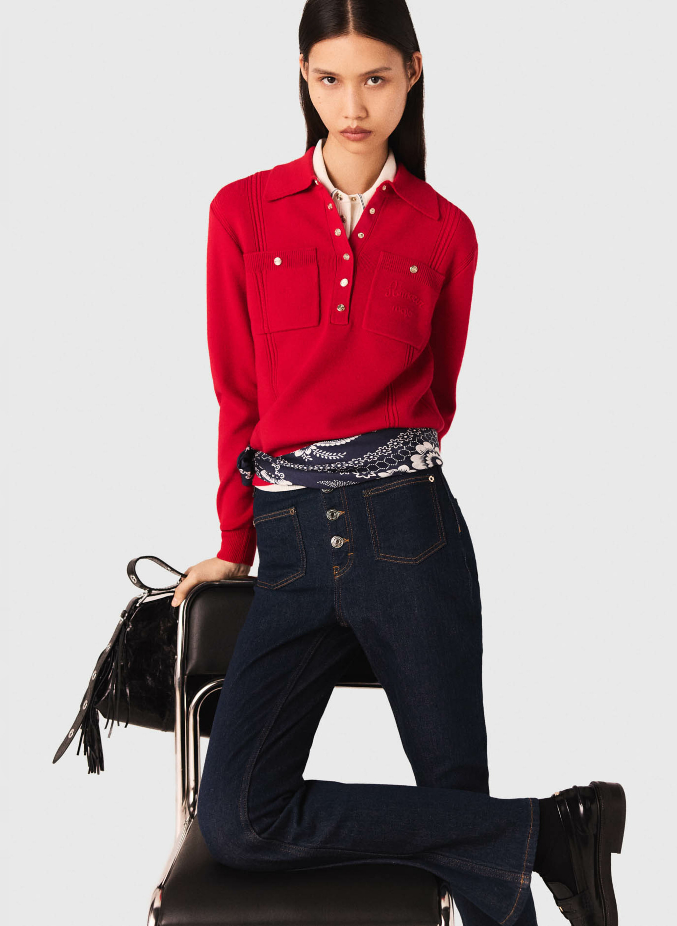 Pull col classique MAJE Rouge