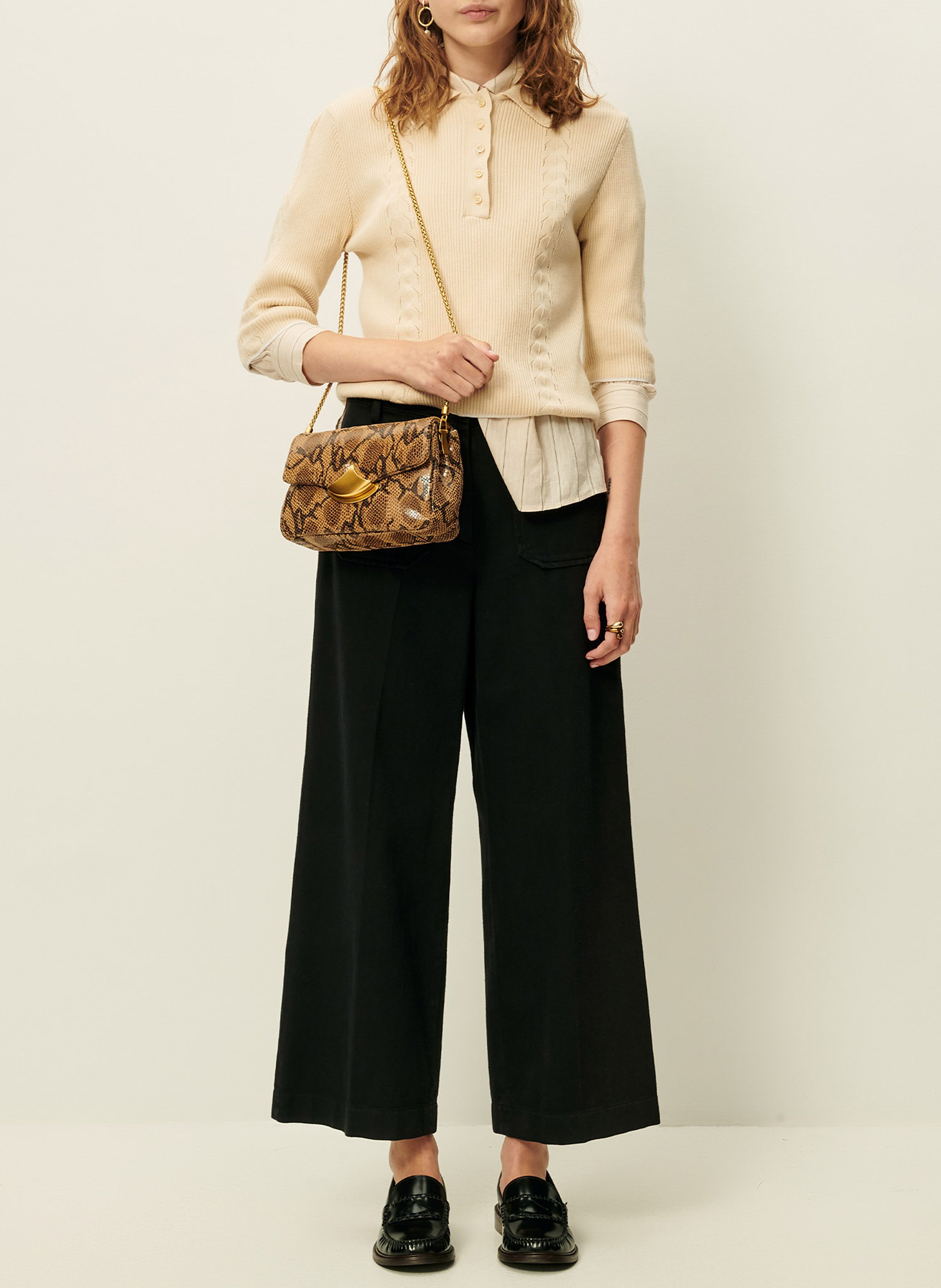 Jean droit taille haute en coton SESSUN Noir