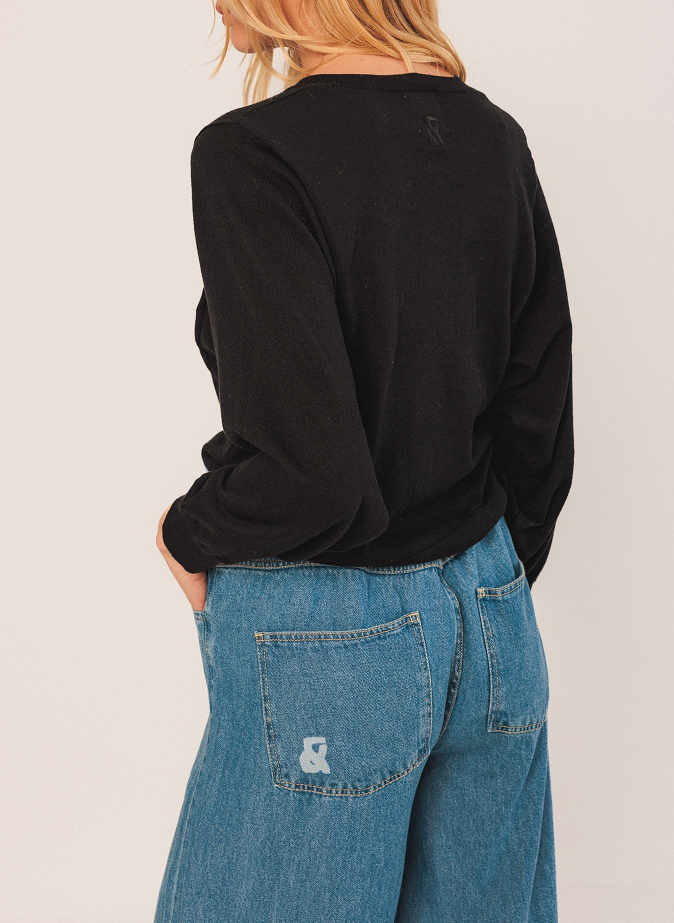 Vest van biologische katoenmix met ronde hals INDI & COLD Zwart