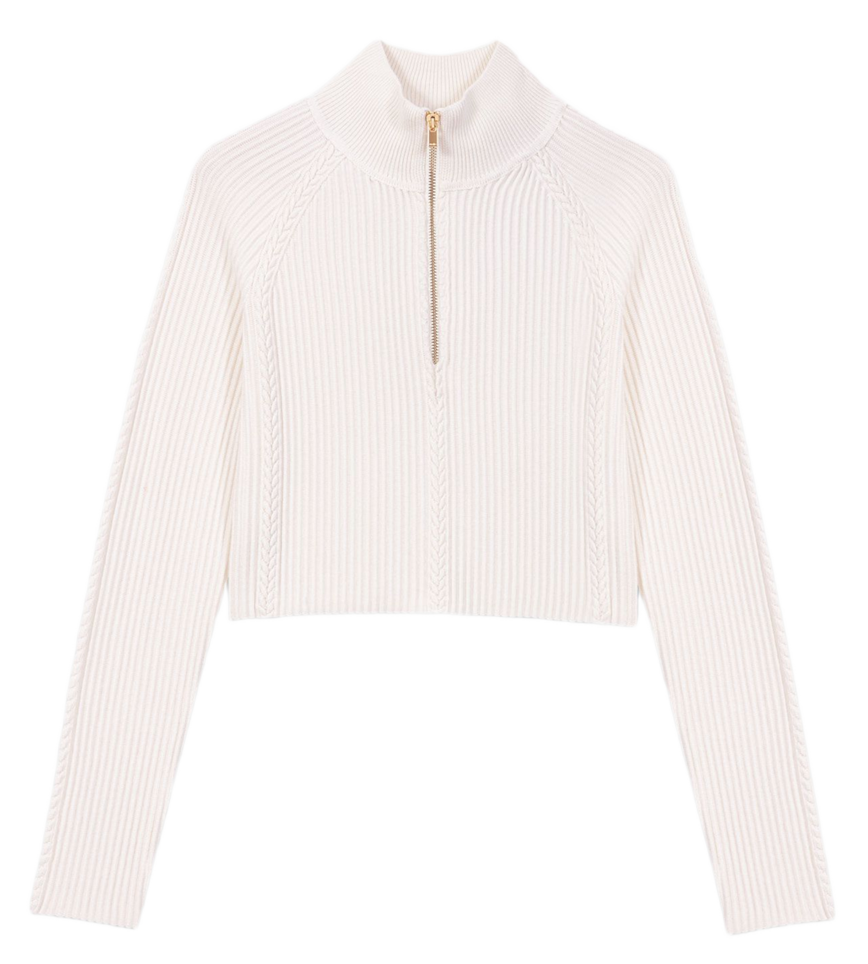 Rechte, gebreide trui met opstaande kraag MAJE Beige