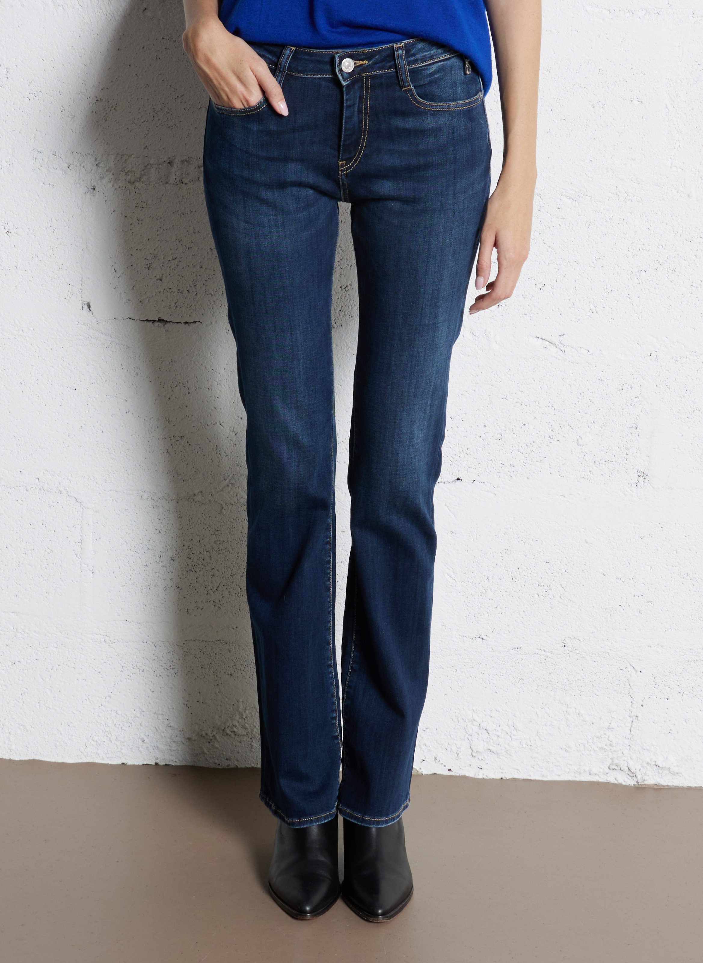 Cotton-blend bootcut jeans LE TEMPS DES CERISES Blue