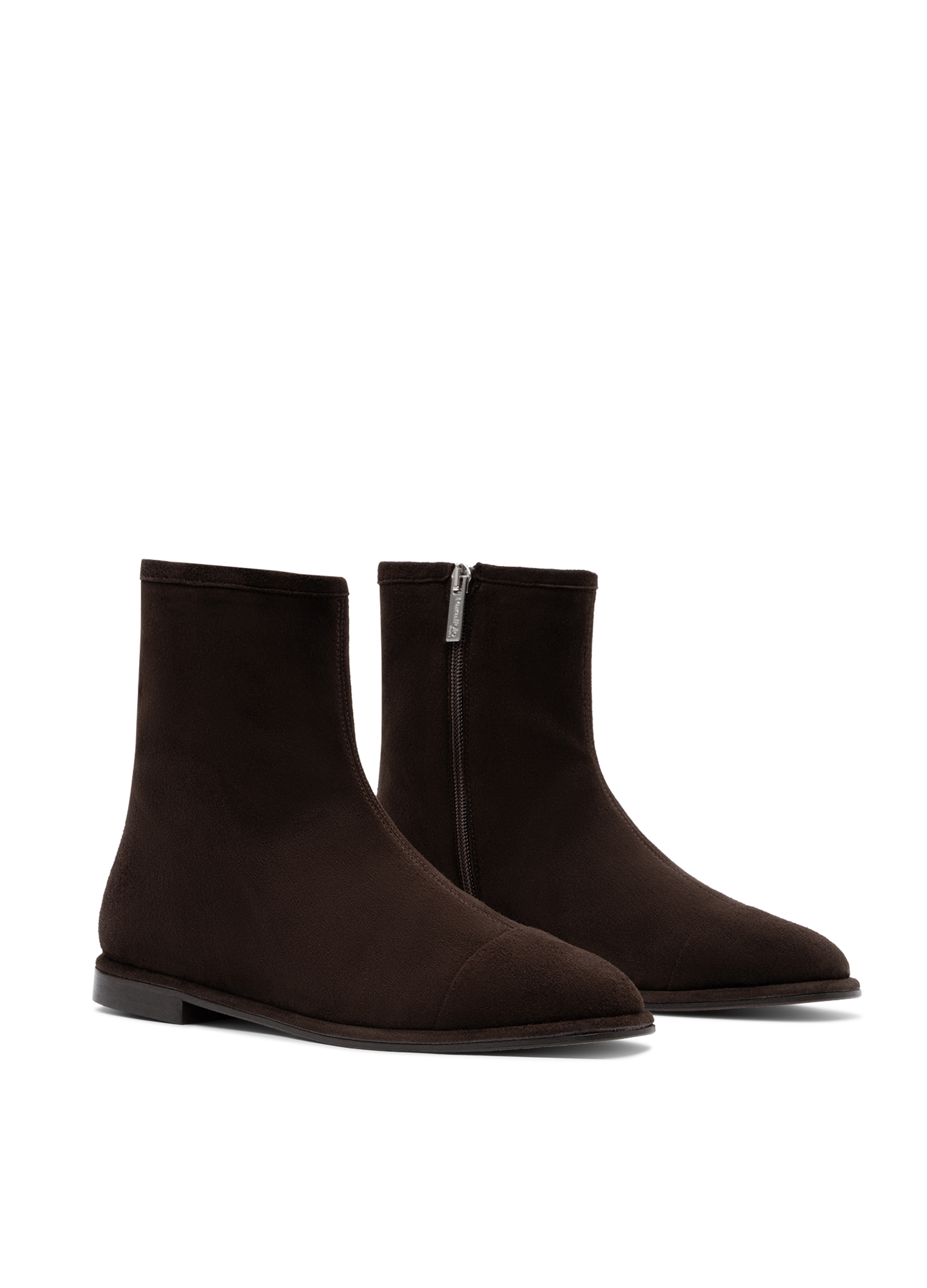 Espresso suede leather ankle boots PARALLELE PARIS Brown
