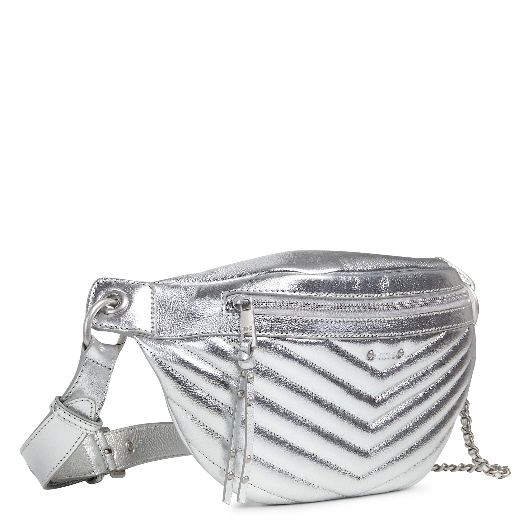 Leather waist bag IKKS Silver