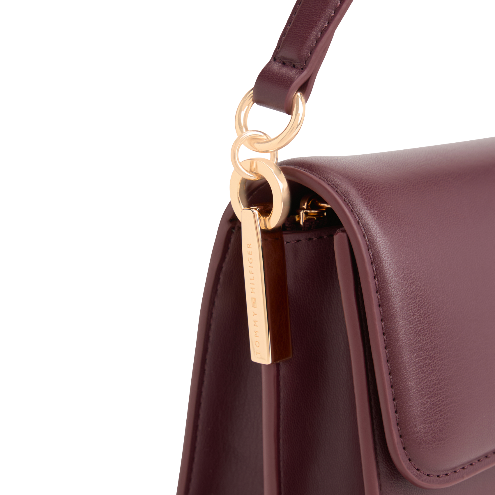 Sac porté épaule à rabat uni TOMMY HILFIGER Rouge