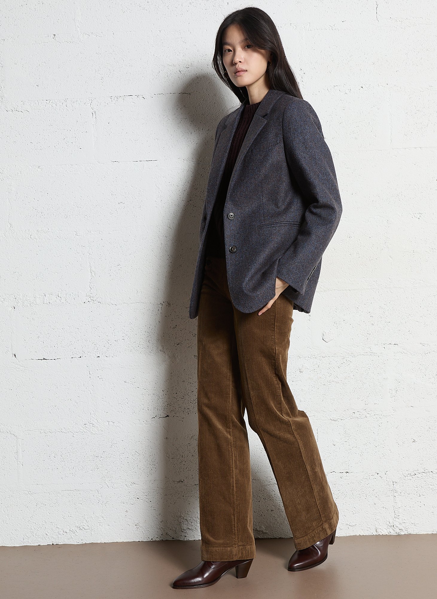 Rechte blazer van visgraat breisel MAISON 123 Bruin