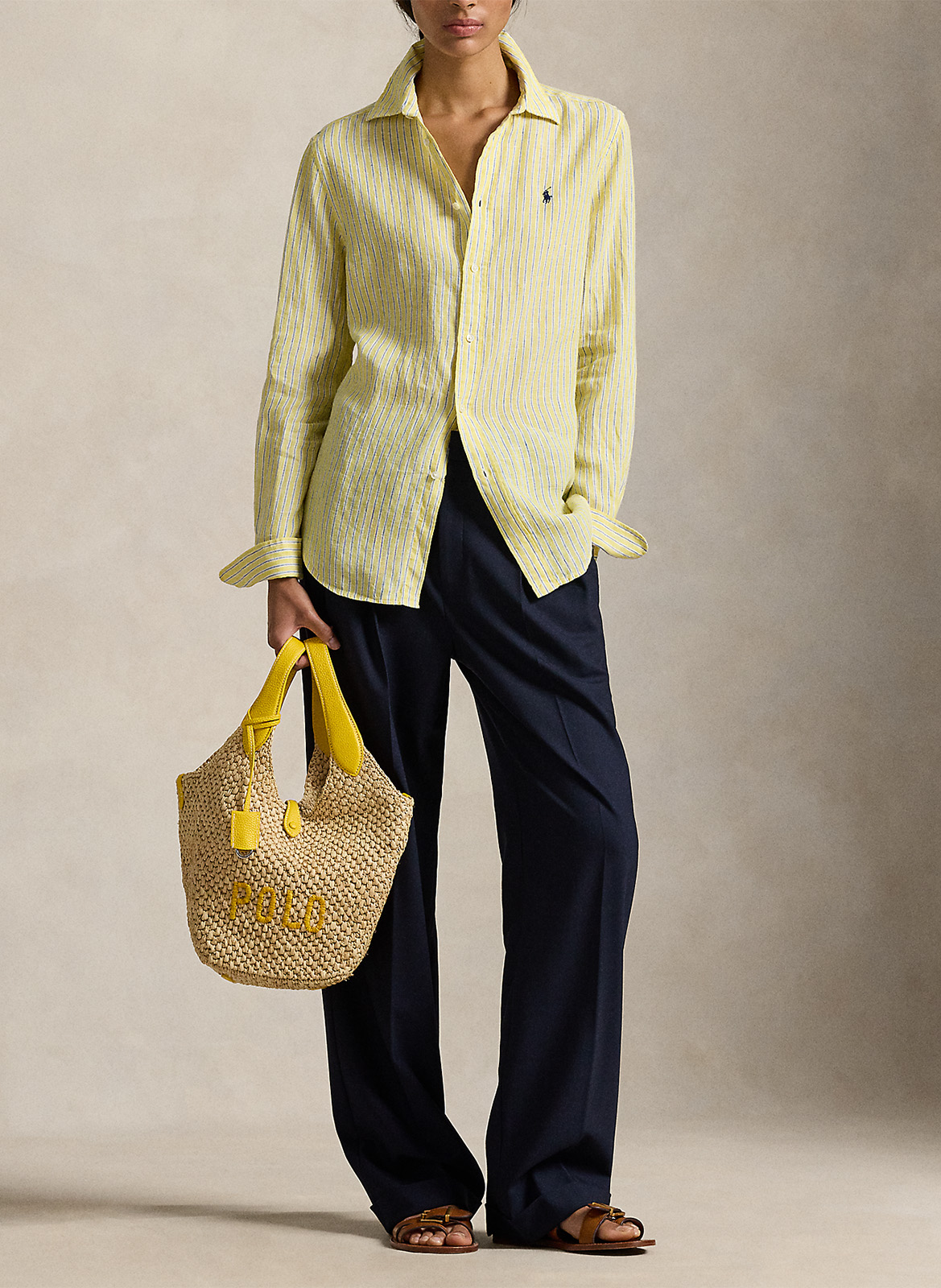 Recht, linnen overhemd met klassieke kraag POLO RALPH LAUREN Geel