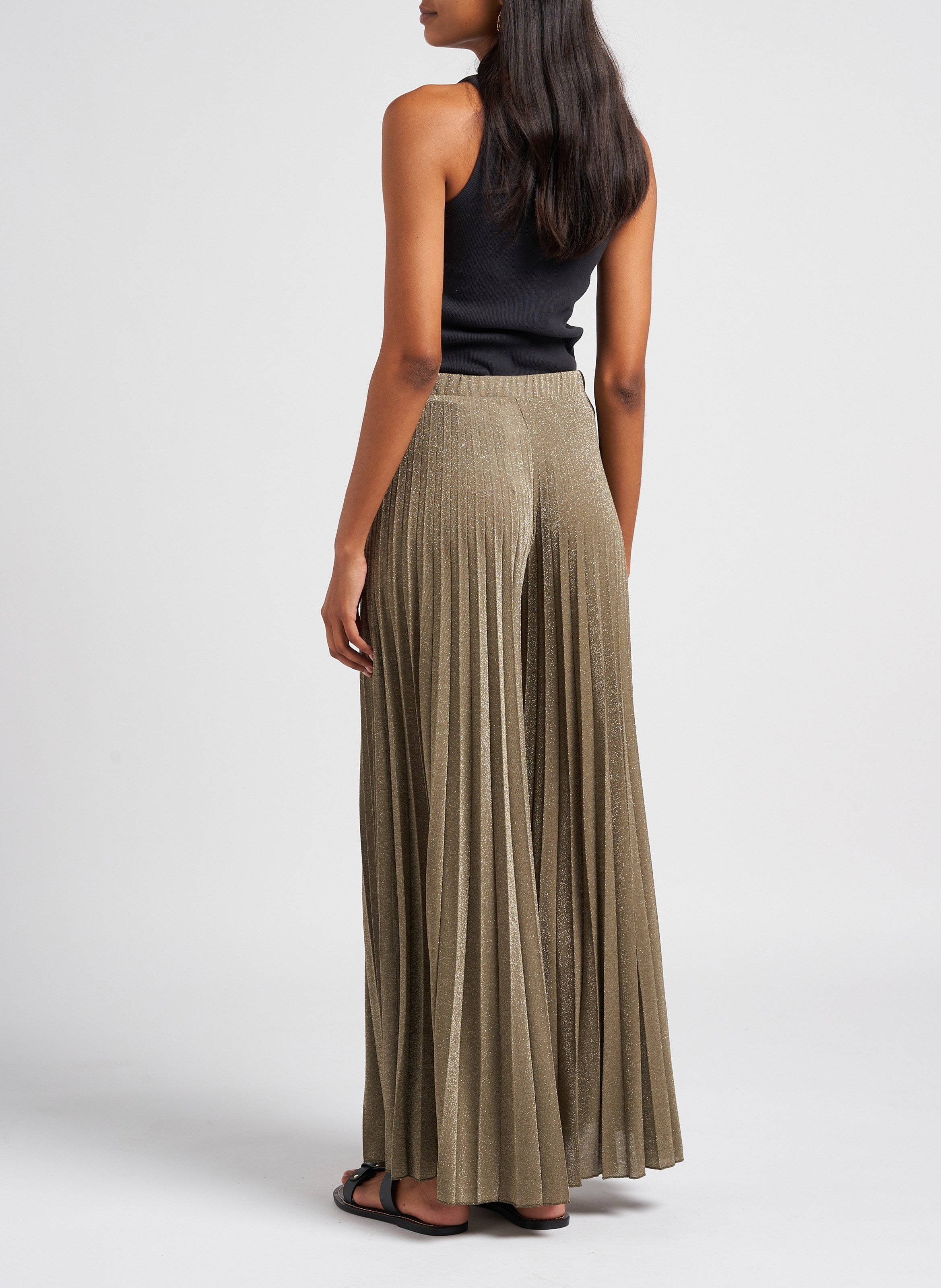 Straight-leg pleated pants PLEASE Khaki