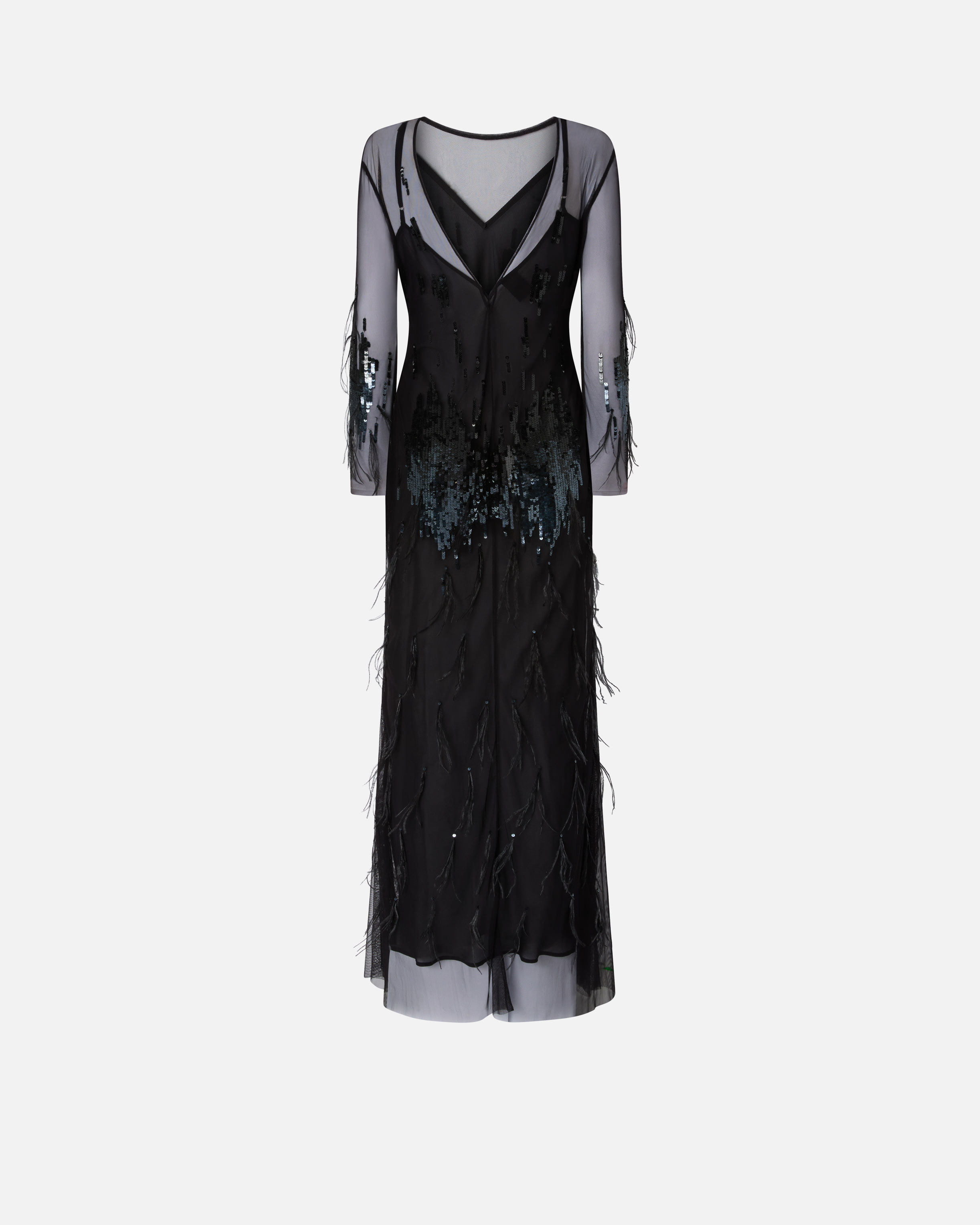 Sequin and Feather Dress PINKO Black