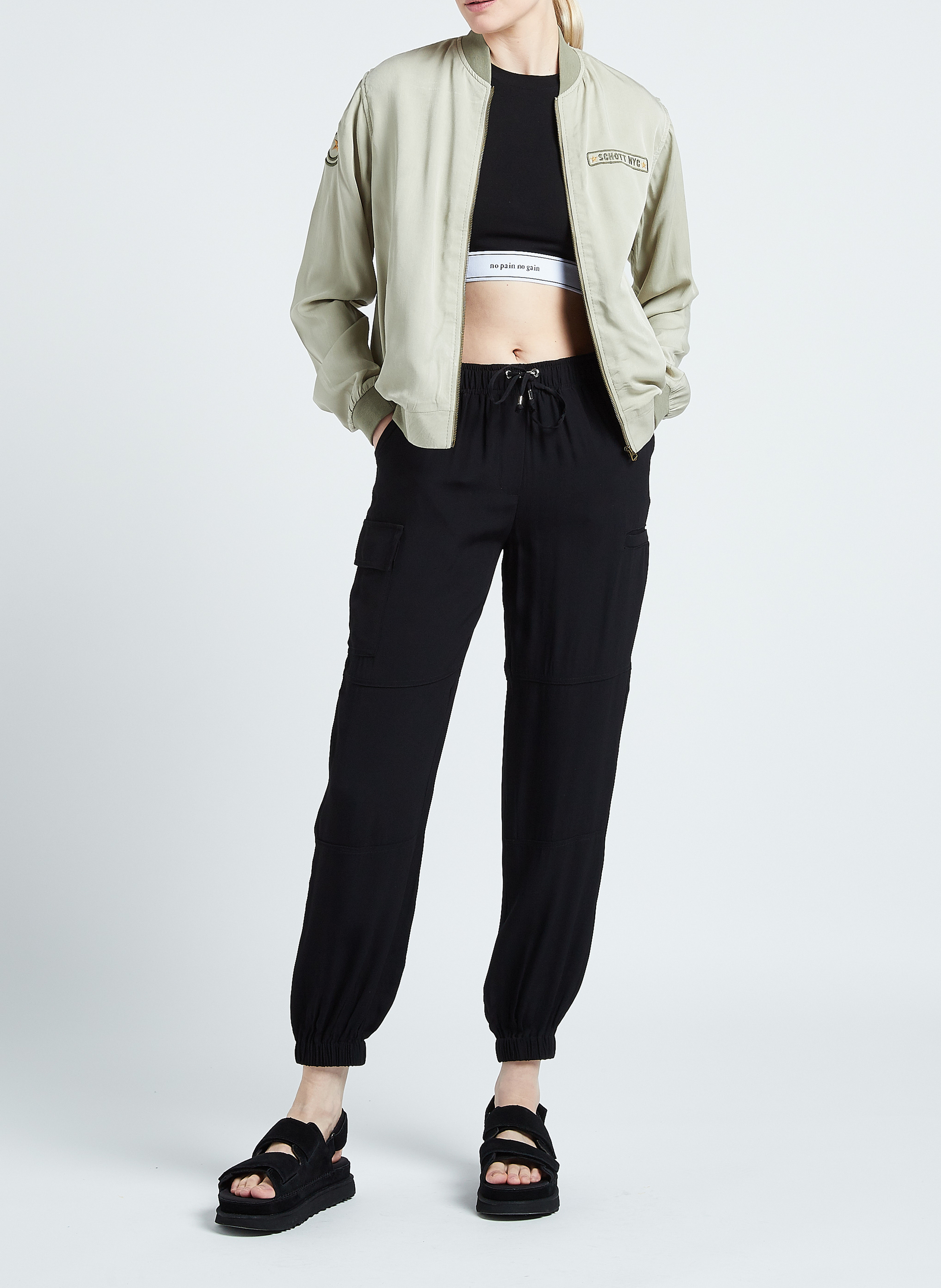 Kort T-shirt met ronde hals en tekstopdruk 'No pain No gain' MAISON LABICHE Zwart