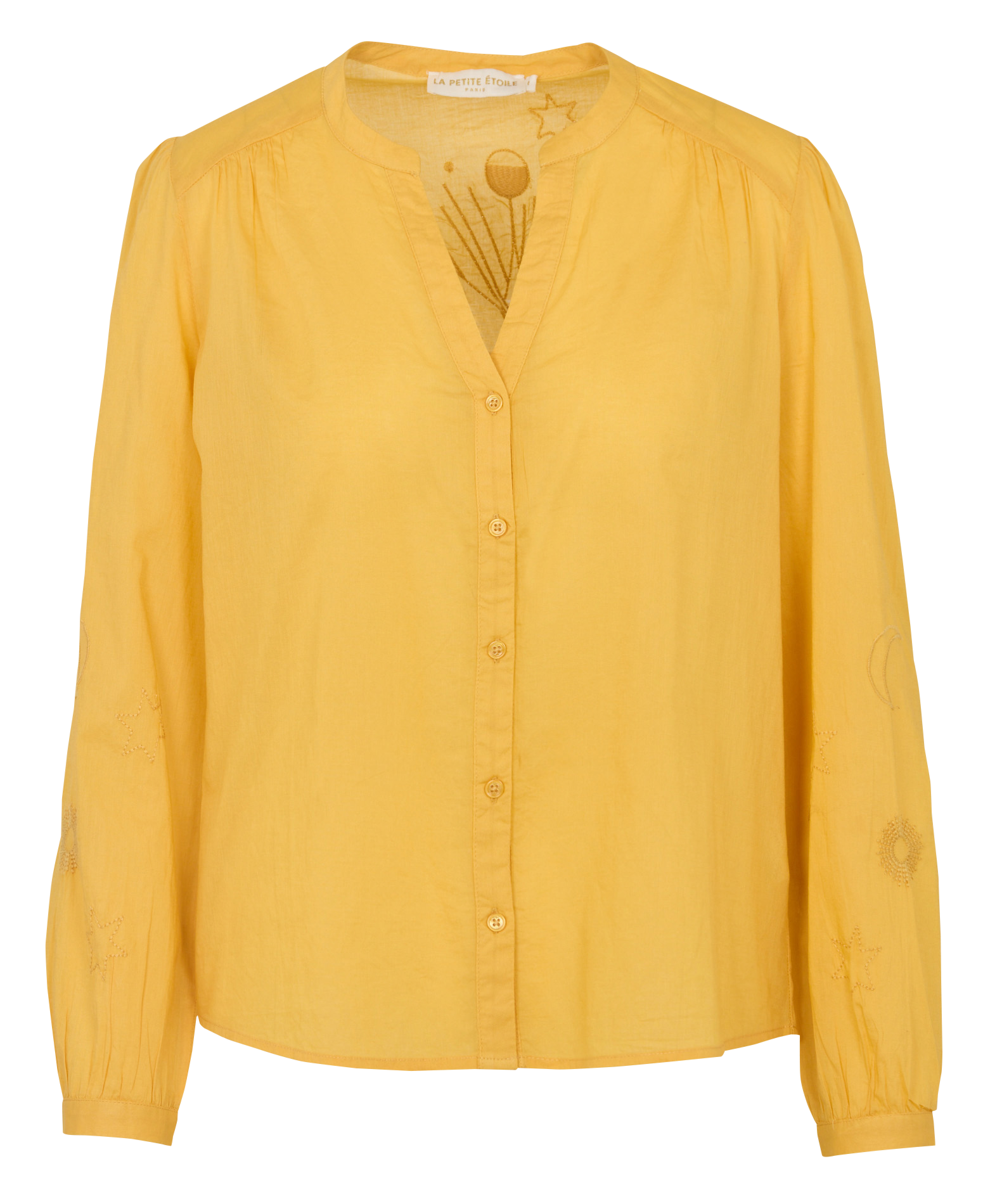 Bluse mit Tunika-Kragen und Baumwollstickereien LA PETITE ETOILE Mehrfarbig