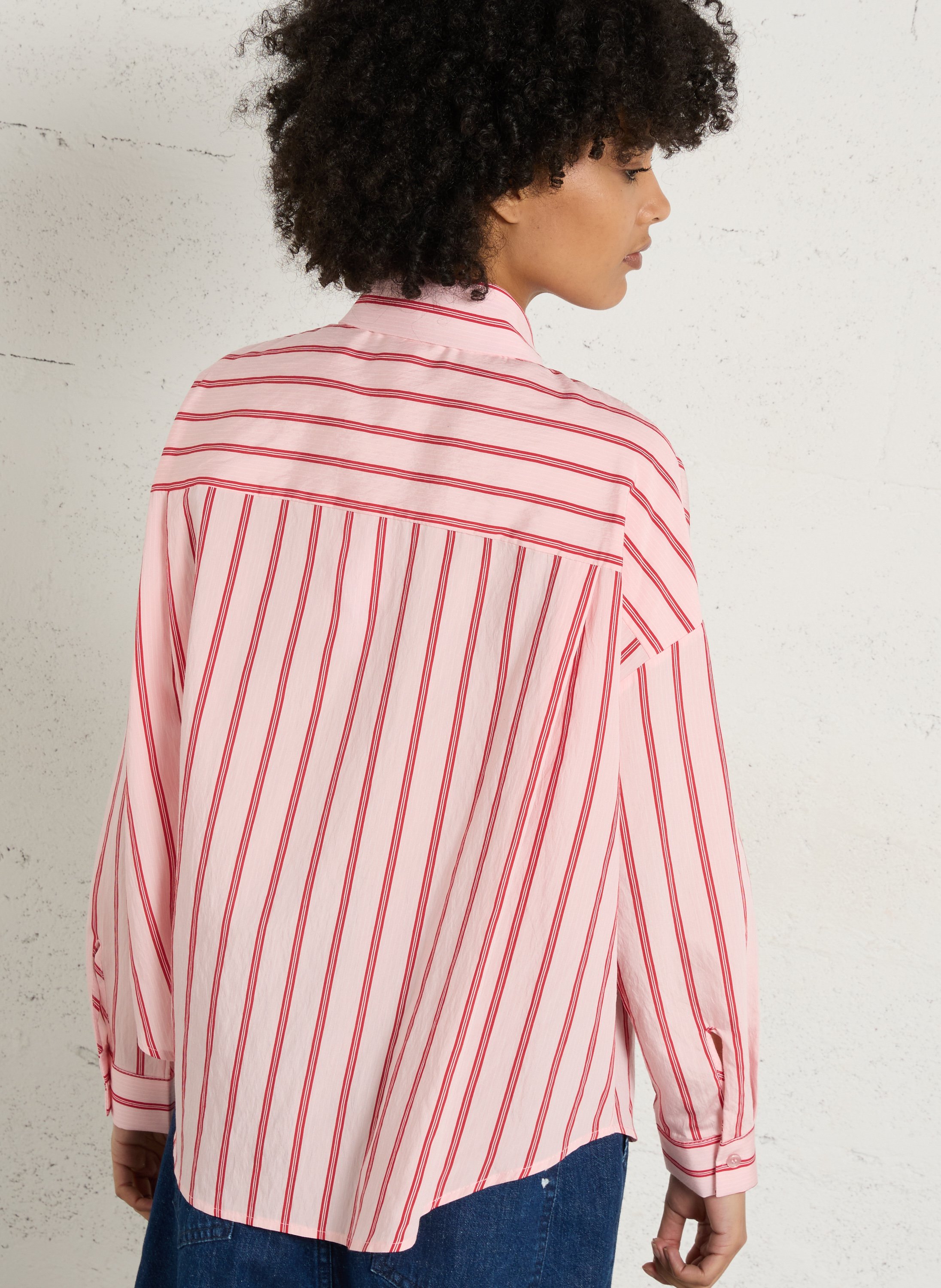 Striped loose-fit shirt with classic collar IMPERIAL Pink