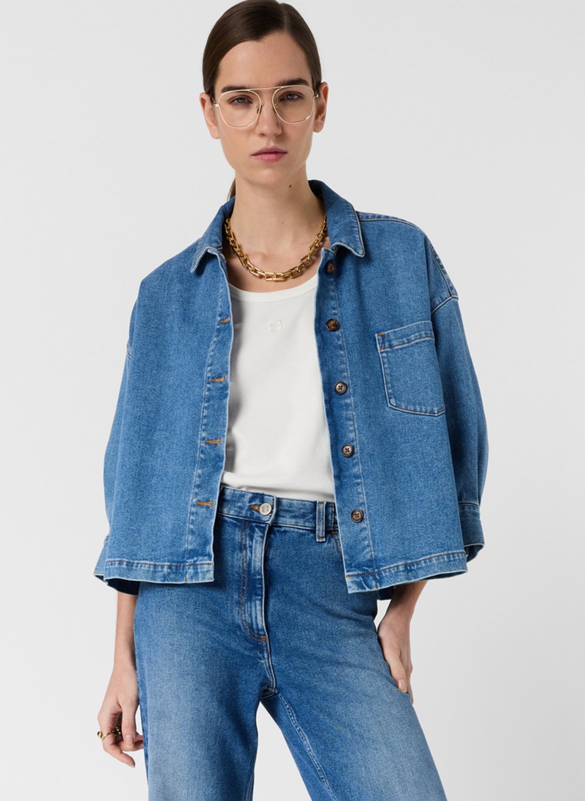 Cotton and linen shirt with classic collar GERARD DAREL Blue