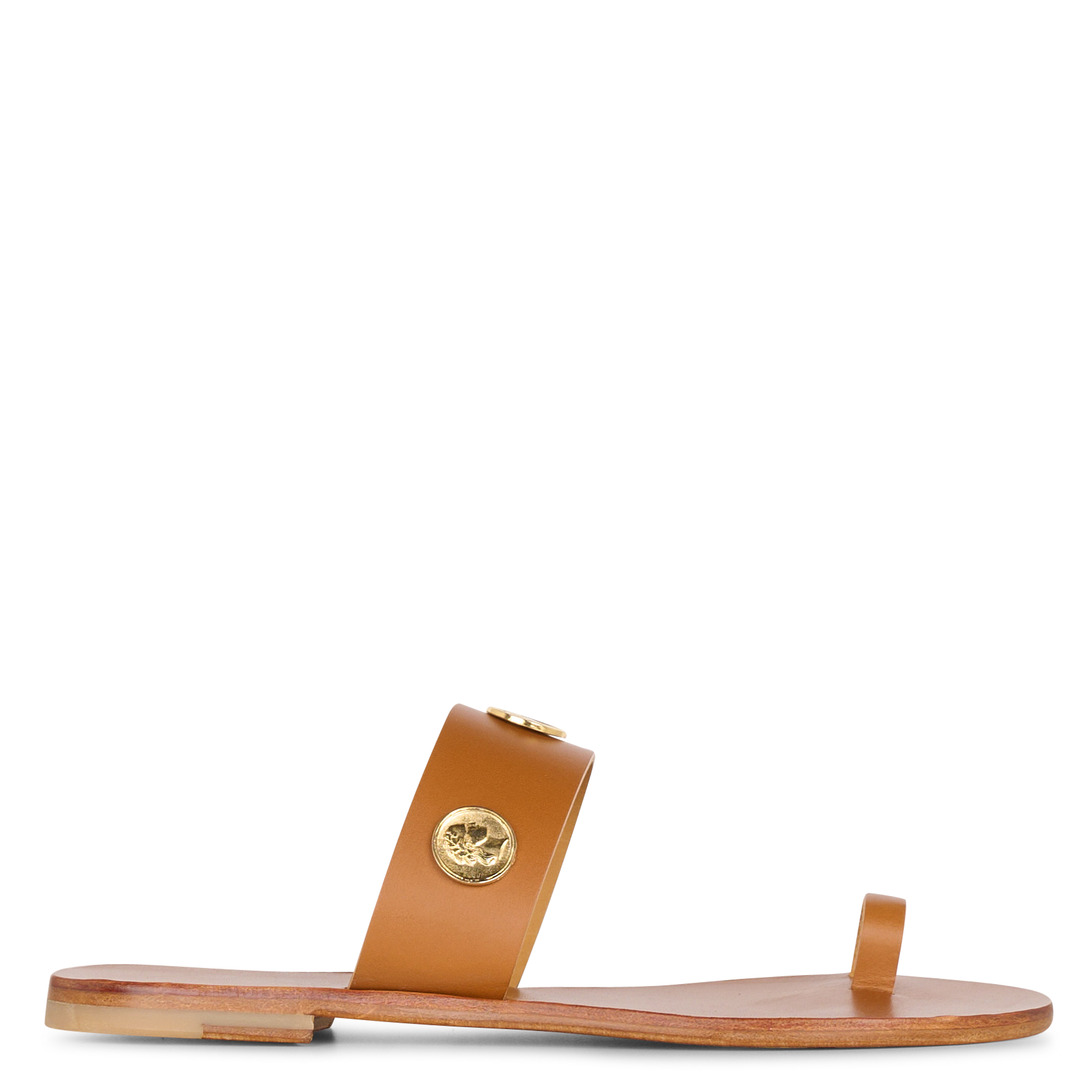 Slippers met teenlus van leer MAMA PRAIA Bruin