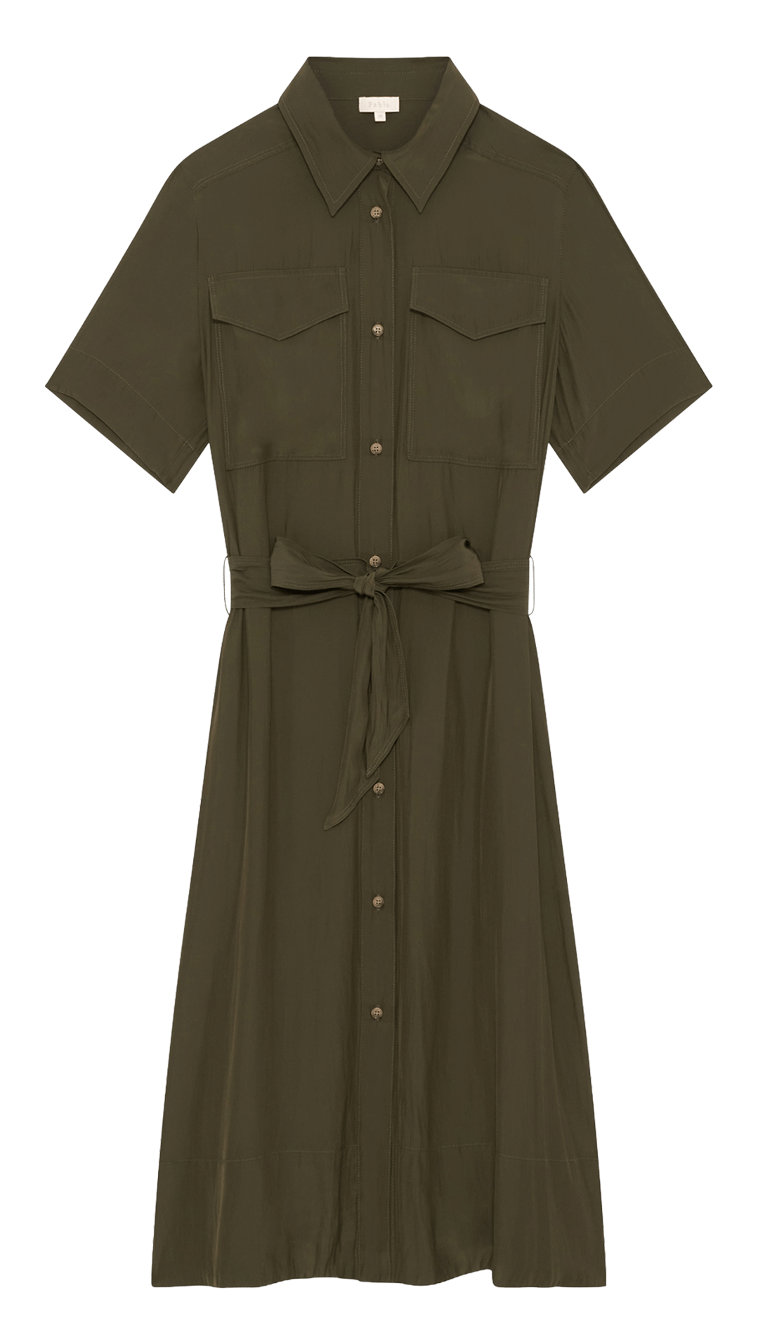 Mittellanges, fließendes Hemdblusenkleid in Uni PABLO Grun