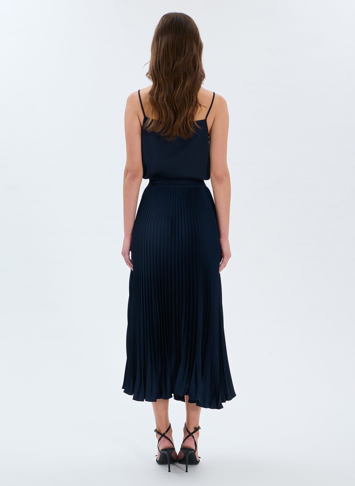 Halflange jurk met plooien en tie-dye-print ZAPA Blauw