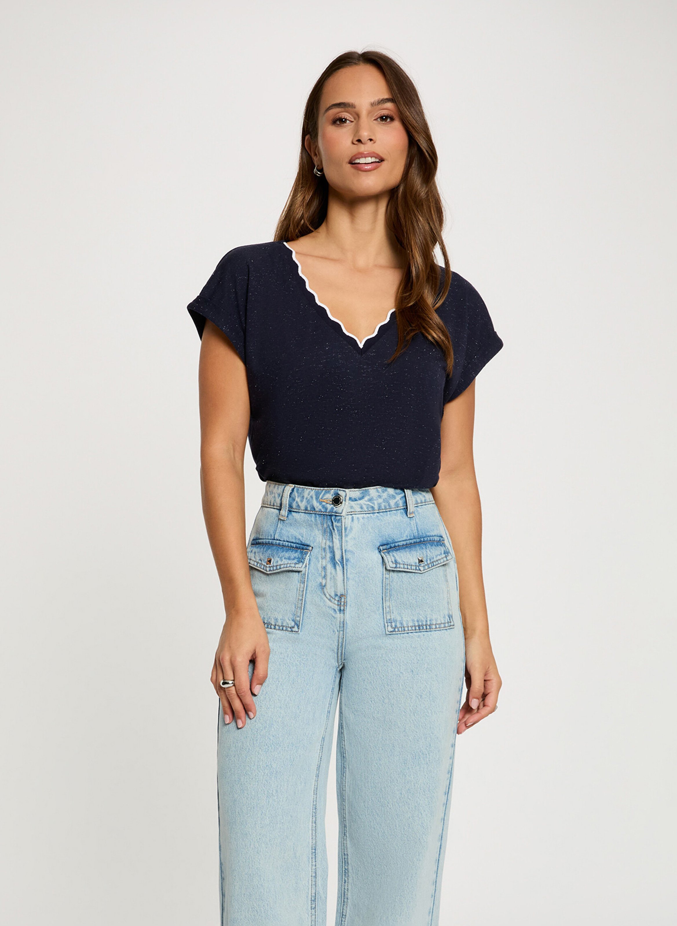 Herren T-Shirt mit V-Ausschnitt uni MORGAN