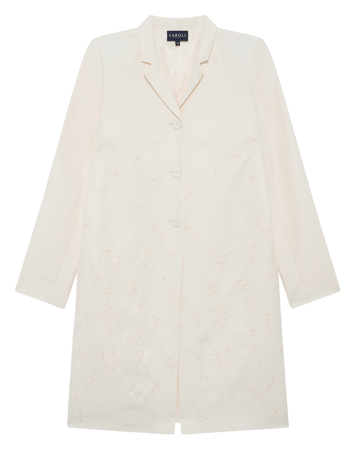 Veste col tailleur en coton mélangé CAROLL Beige