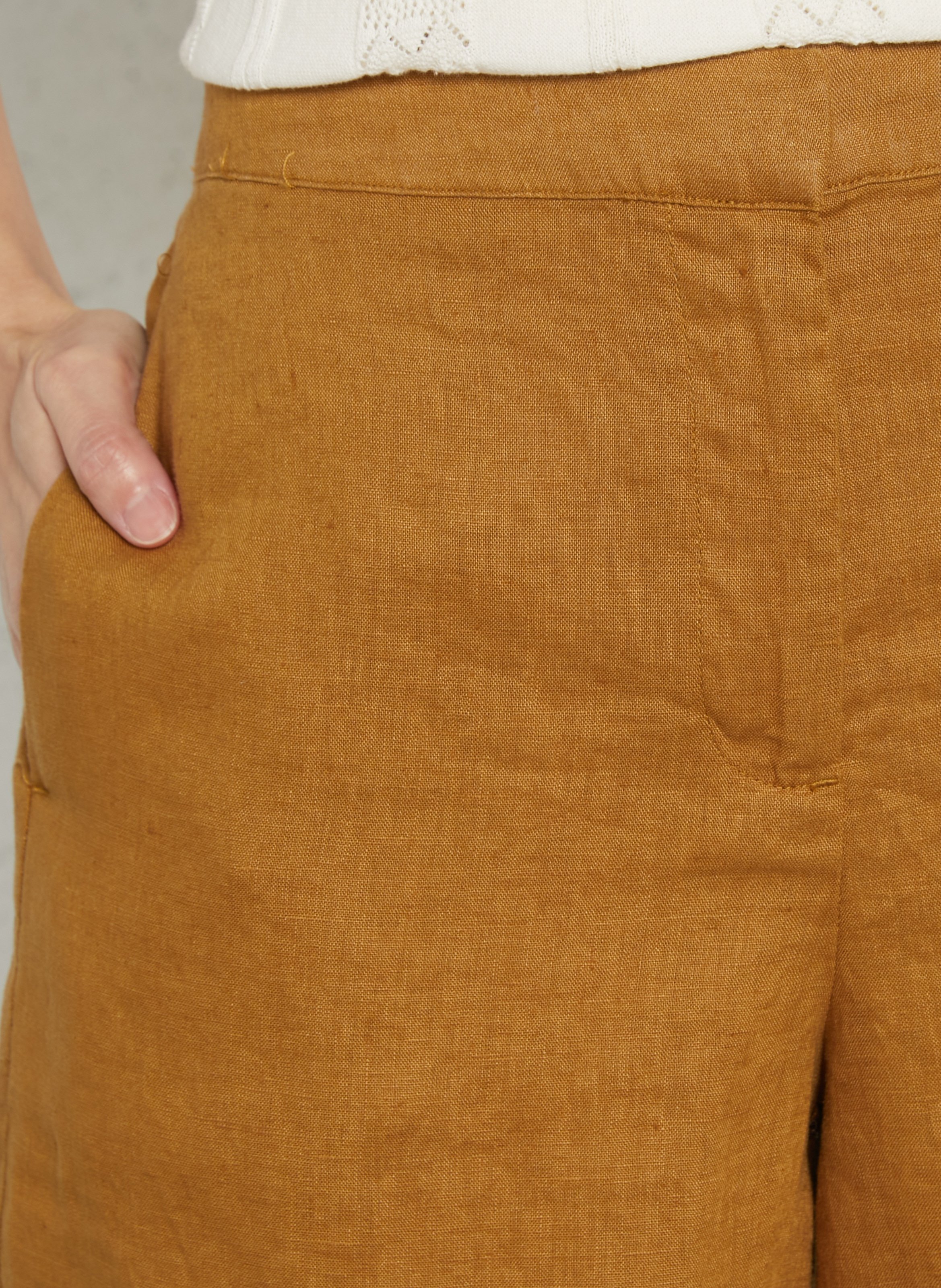 Straight linen shorts JC SOPHIE Brown