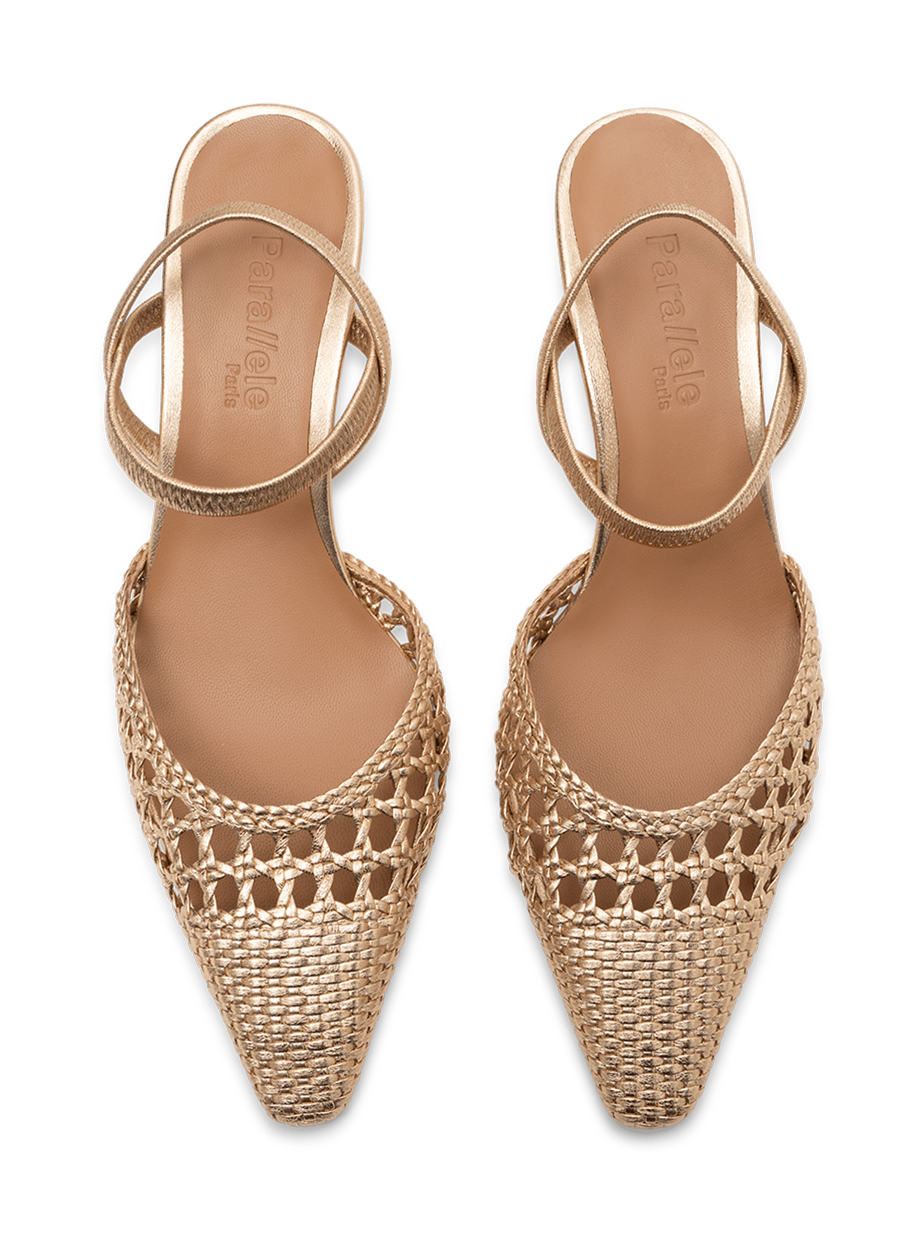 Slingback en cuir nappa tressé or PARALLELE PARIS Doré
