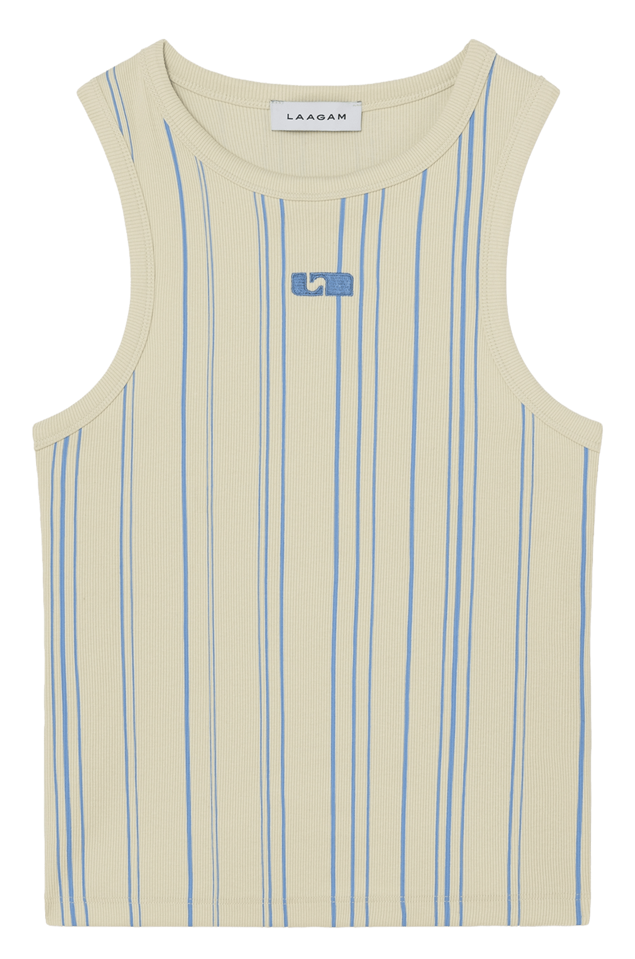 Fitted round neck striped tank top LAAGAM Blue