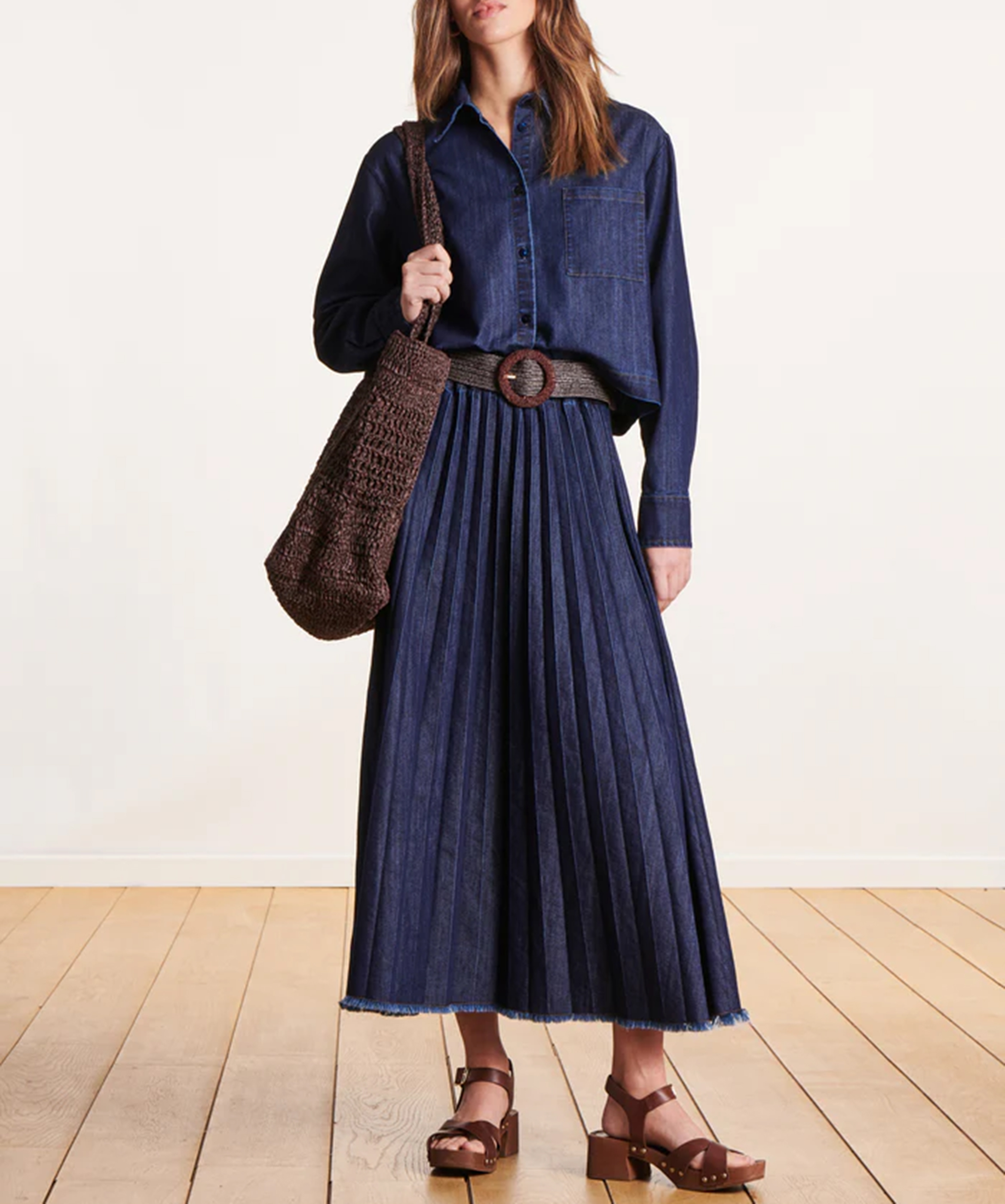 Short denim shirt LA FEE MARABOUTEE Blue