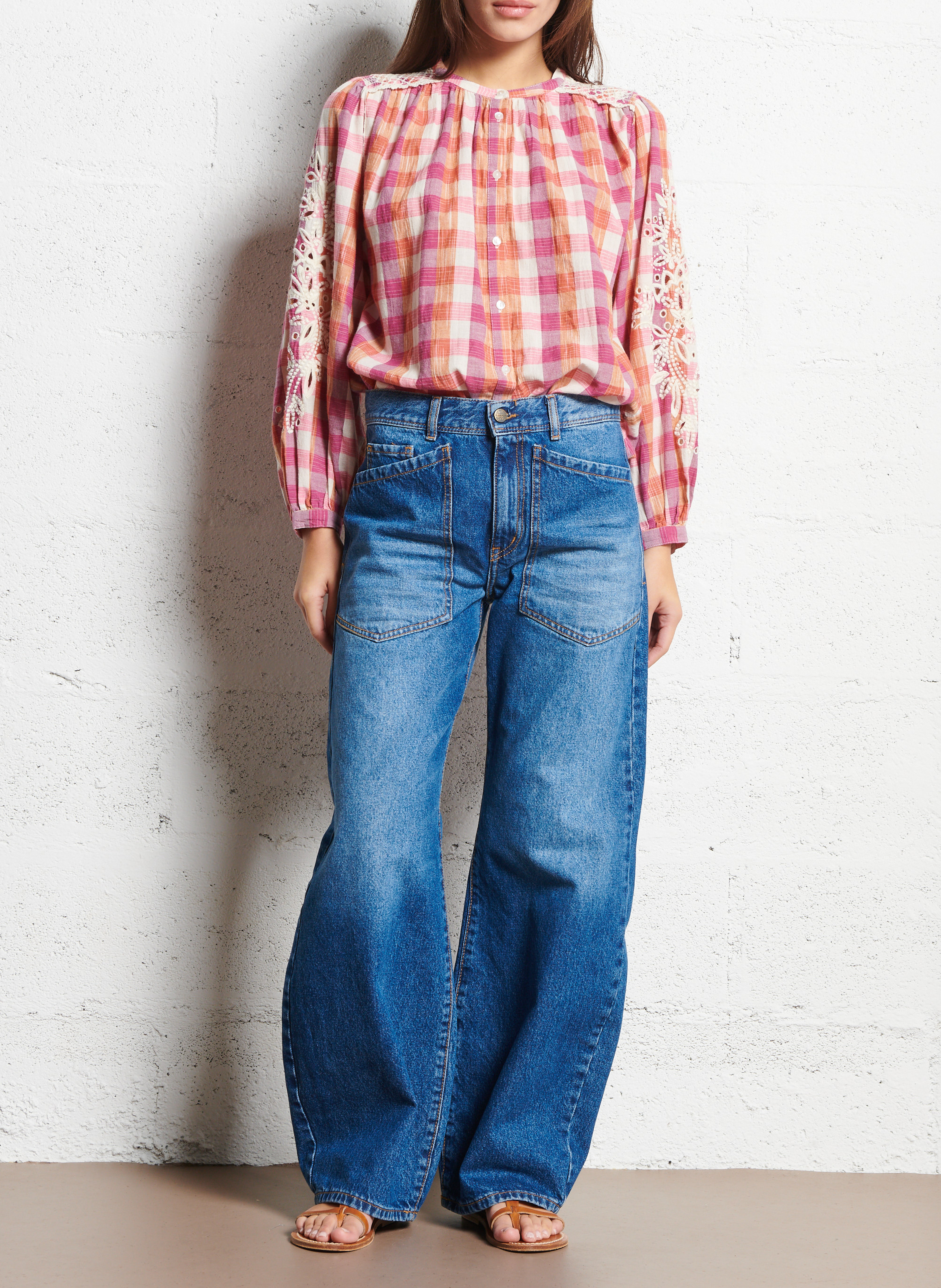 Csally - Gerade geschnittene Baumwollhose ACQUAVERDE Blau