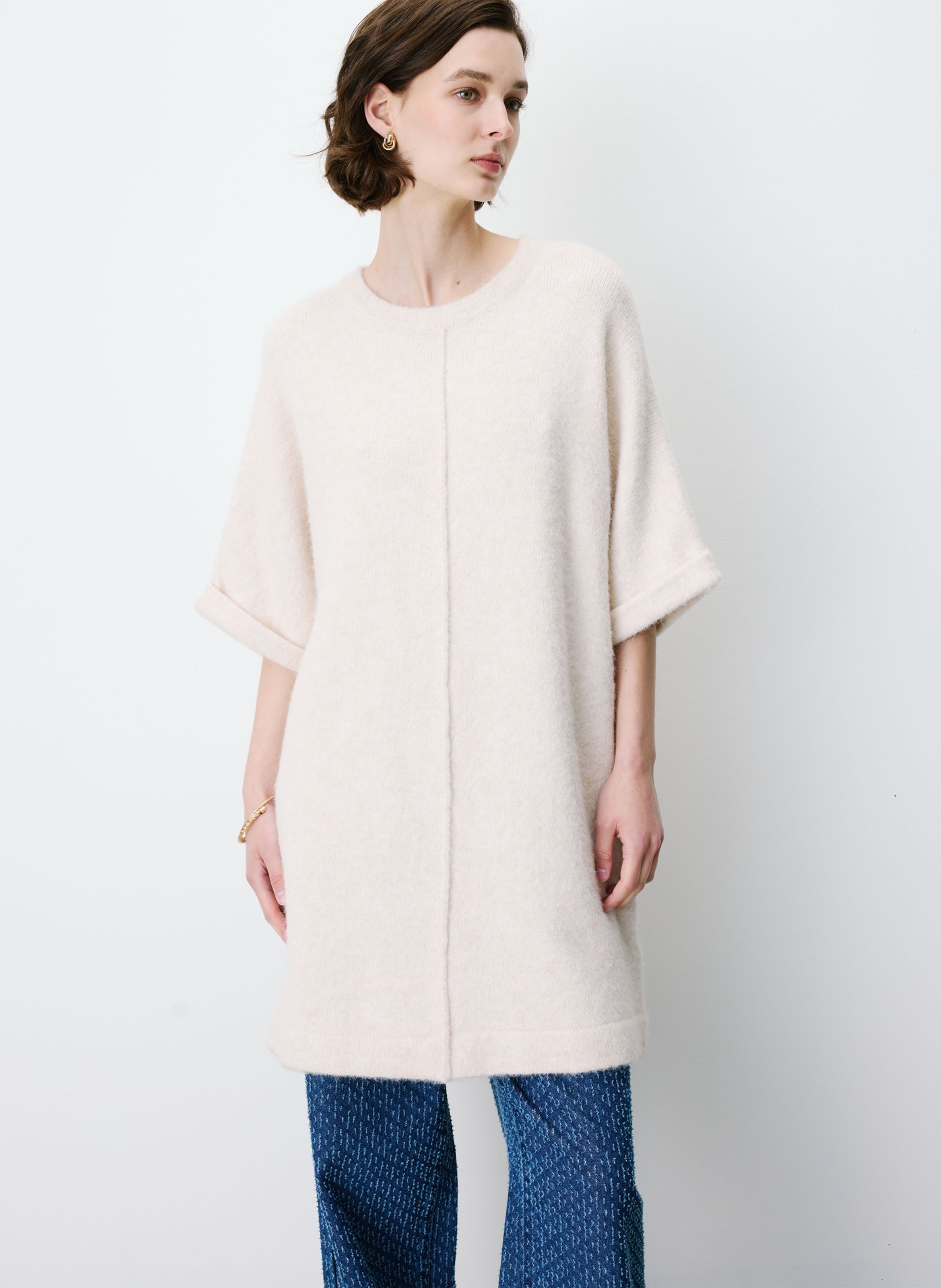 Korte jurk van gebreide stof GRACE ET MILA Beige
