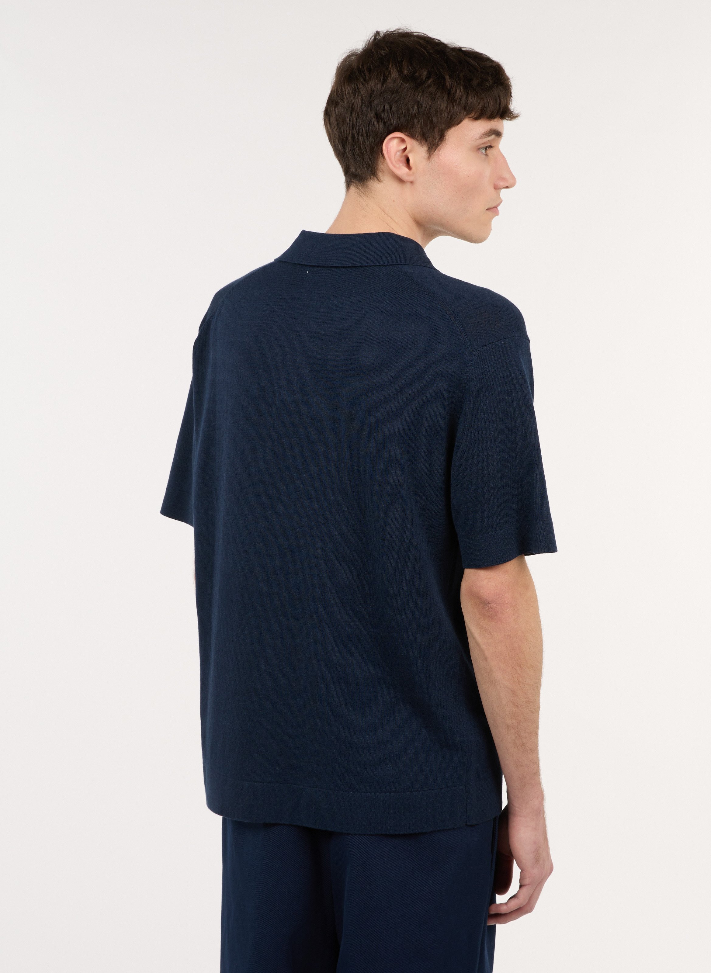Gerader Polo aus Baumwolle und Leinenmischung SAISON 1865 Blau