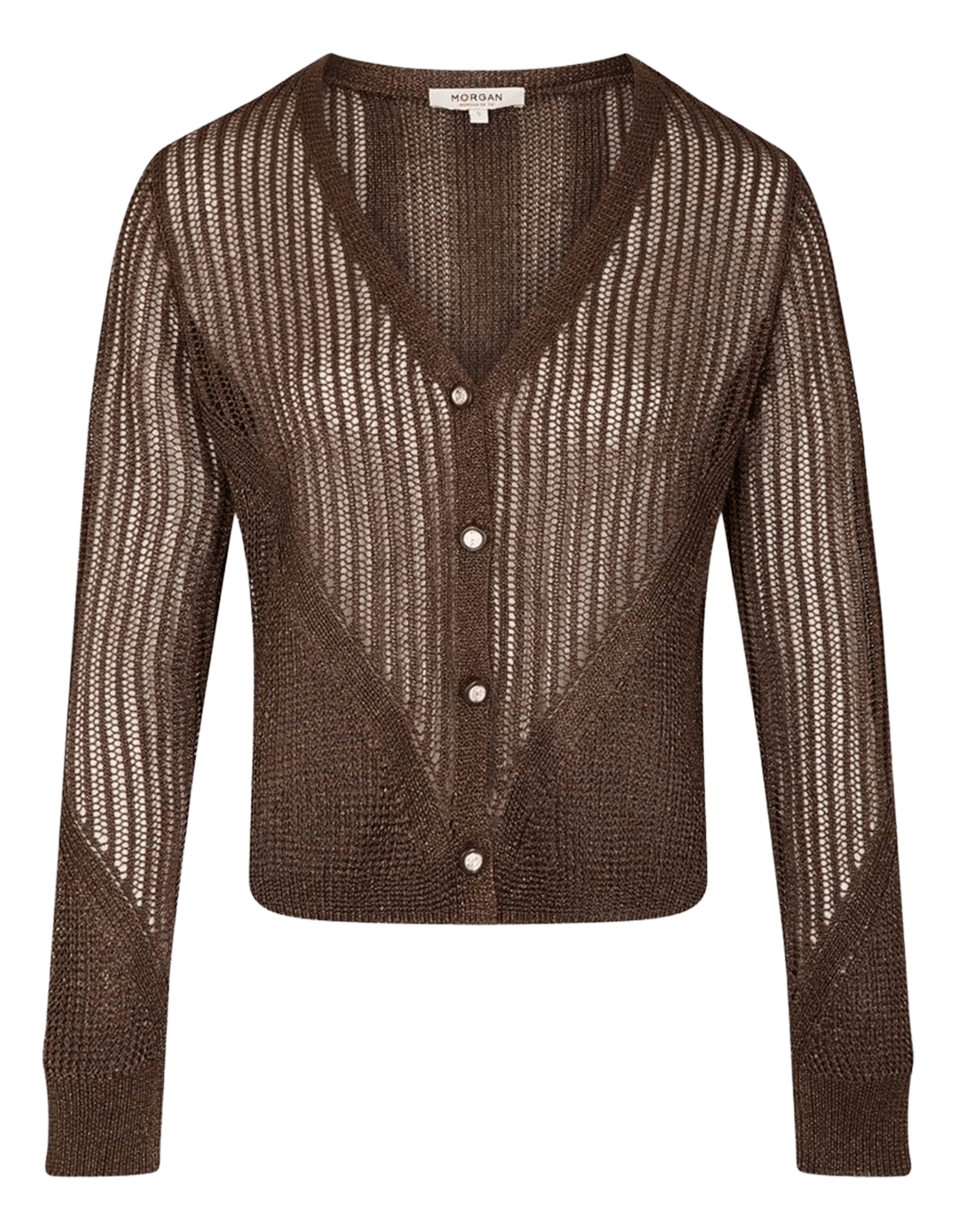 Langärmliges Lochstrick-Strickjacke MORGAN Braun