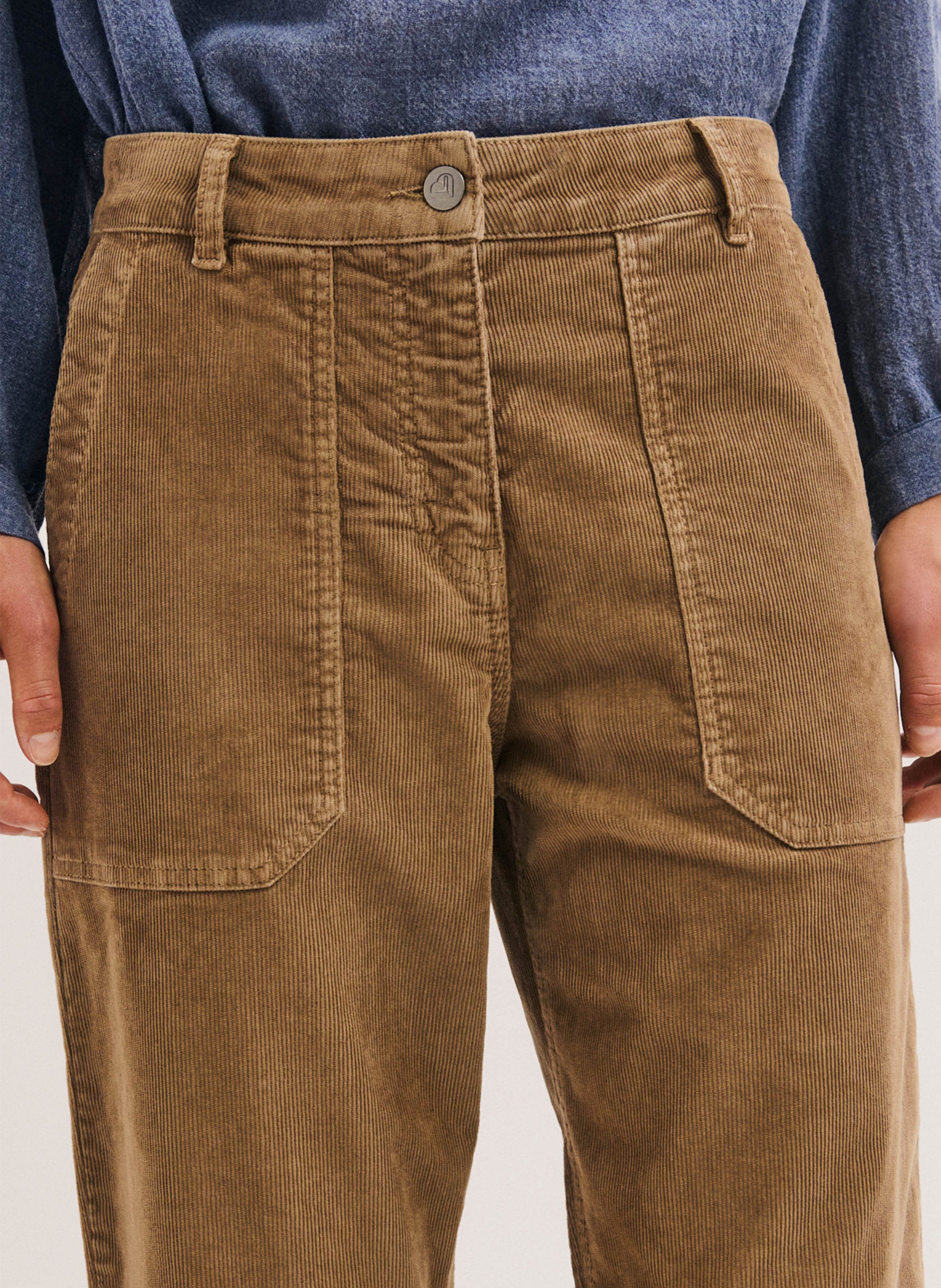 Velvet barrel pants PABLO Beige