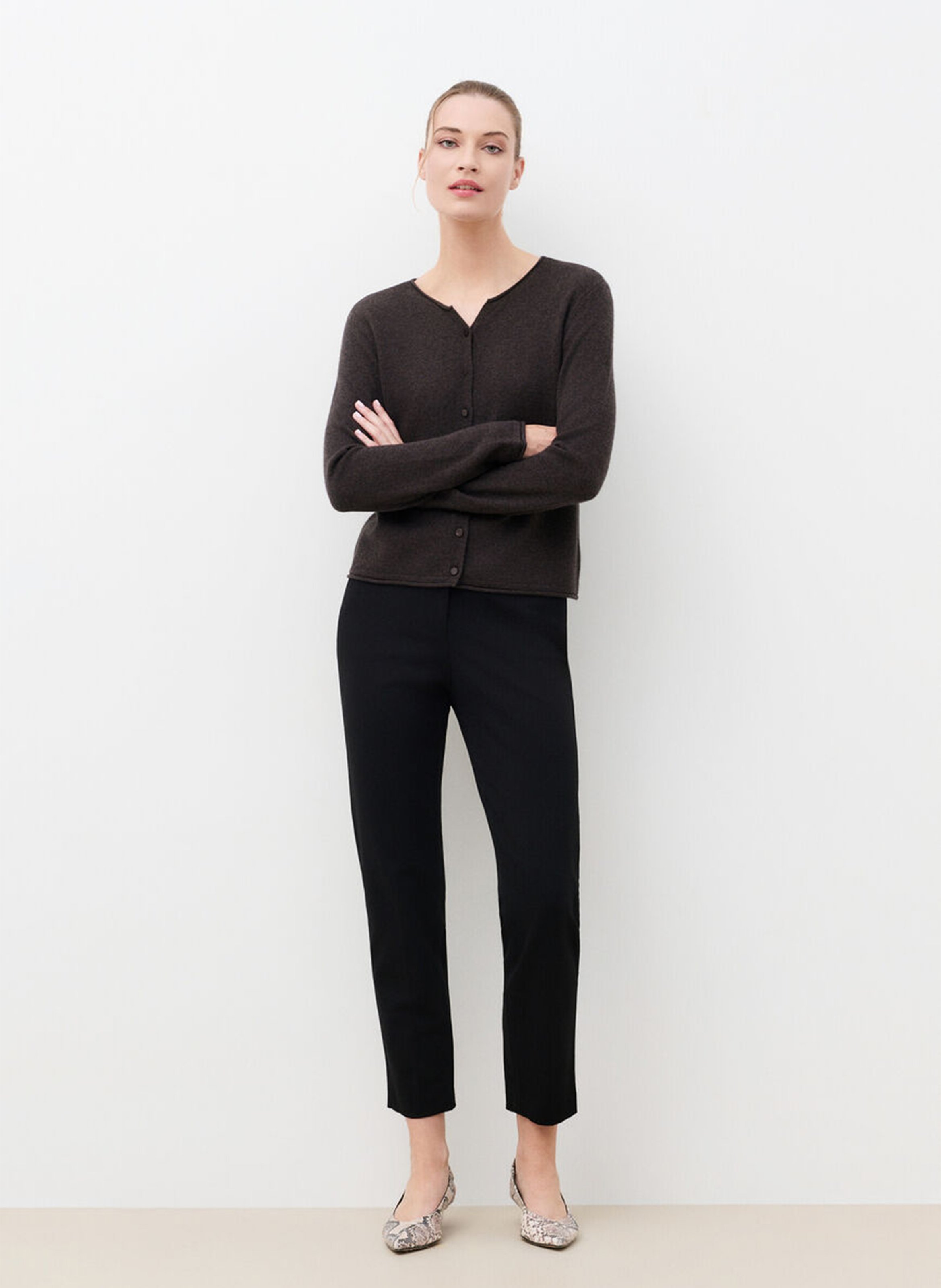 Gilet col rond en cachemire | Marron CAROLL Femme
