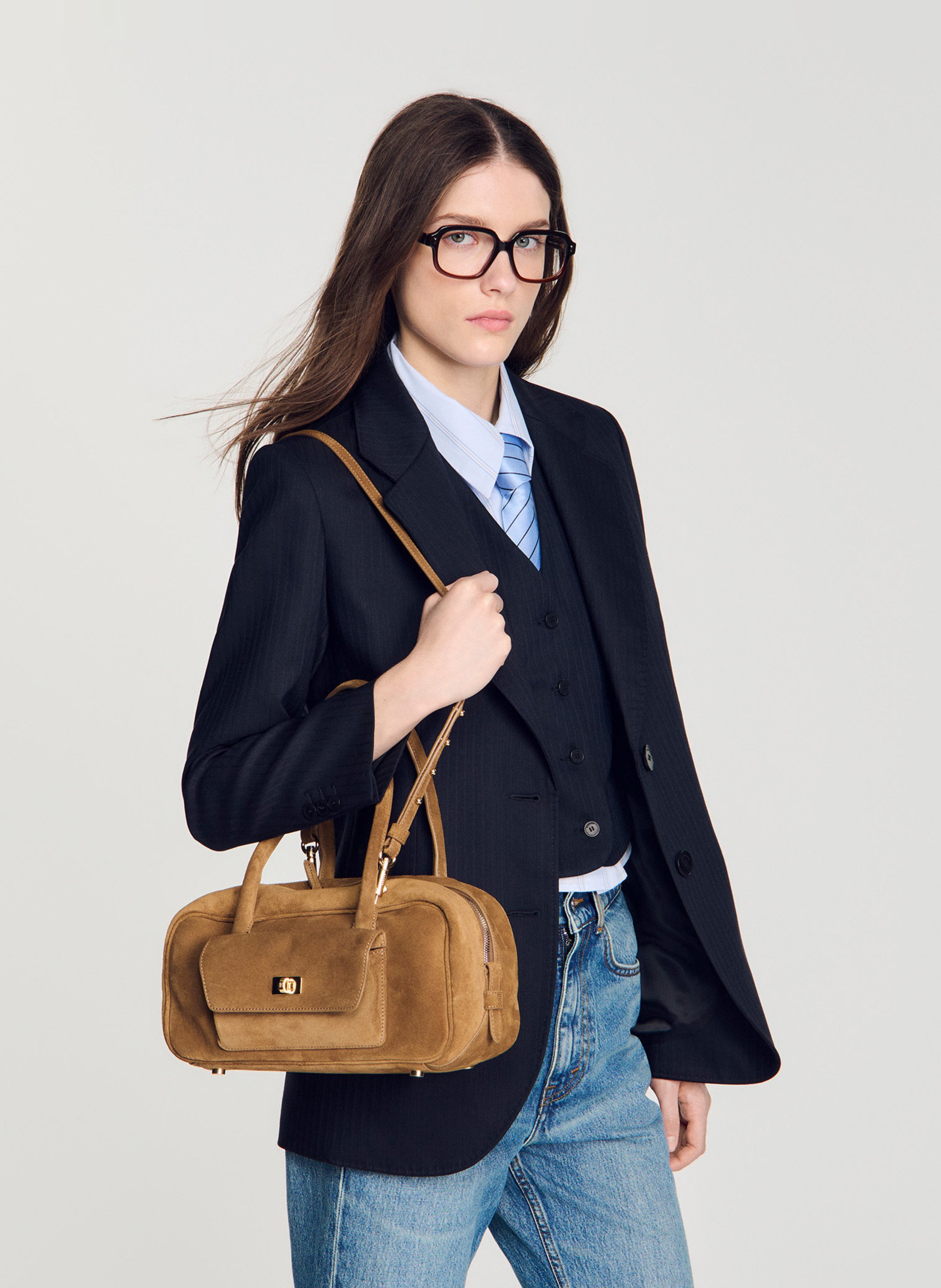 Leren handtas SANDRO Beige