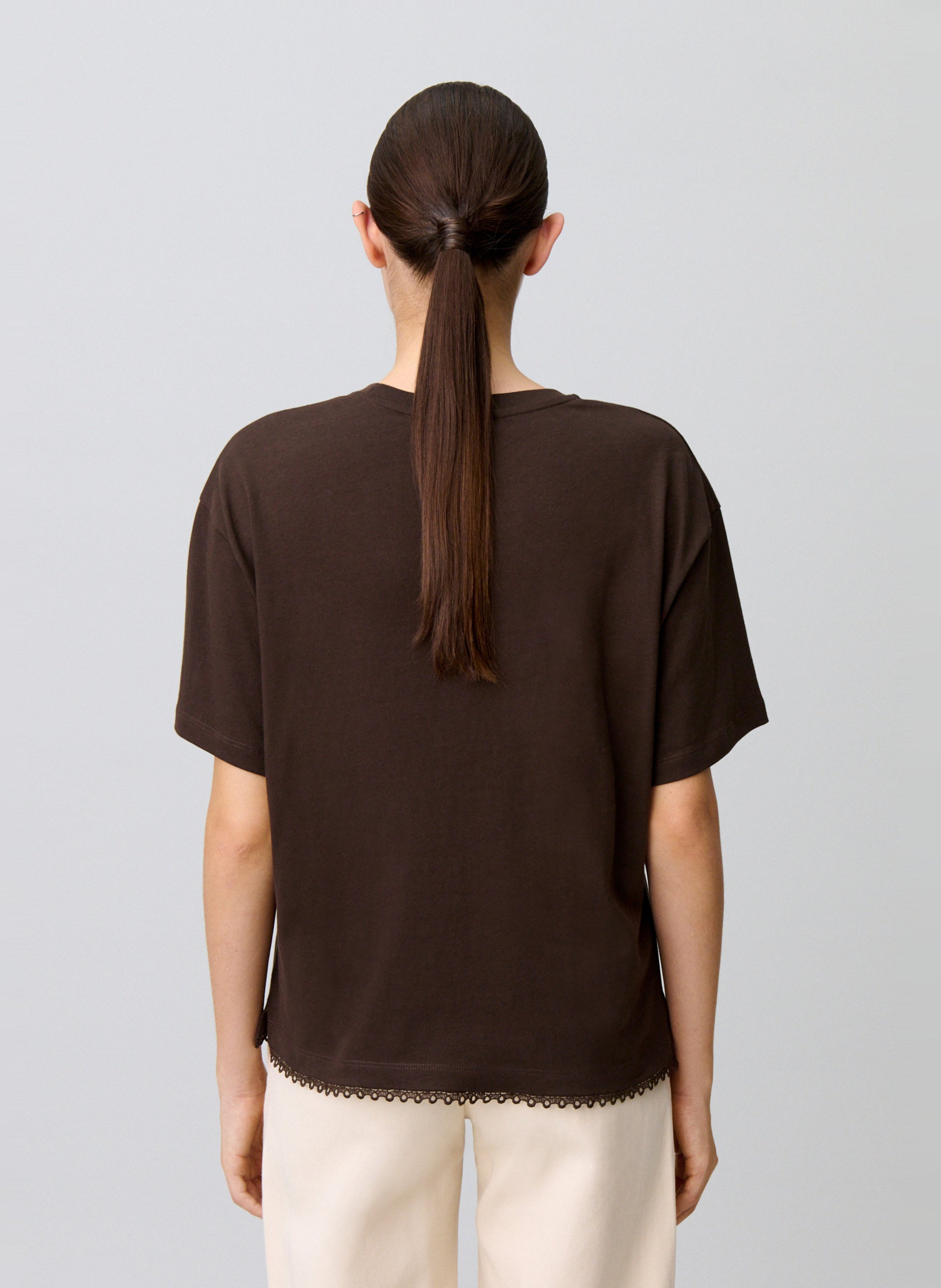 Tee-shirt oversize col rond en coton CLAUDIE PIERLOT Marron