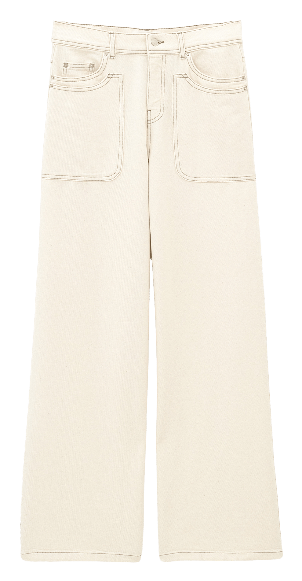 Jean large taille haute en coton BA&SH Beige