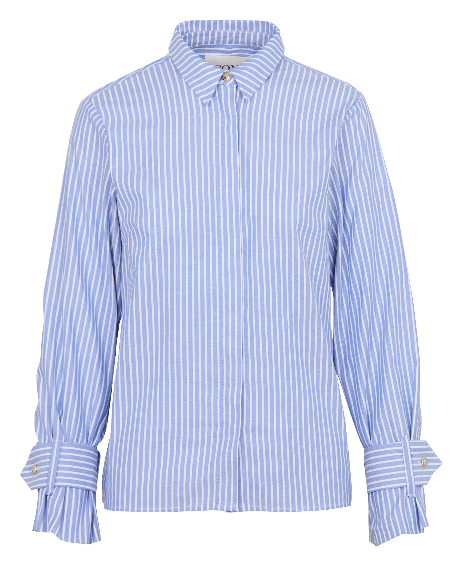 Chemisier droit col classique rayé en coton MAISON 123 Bleu