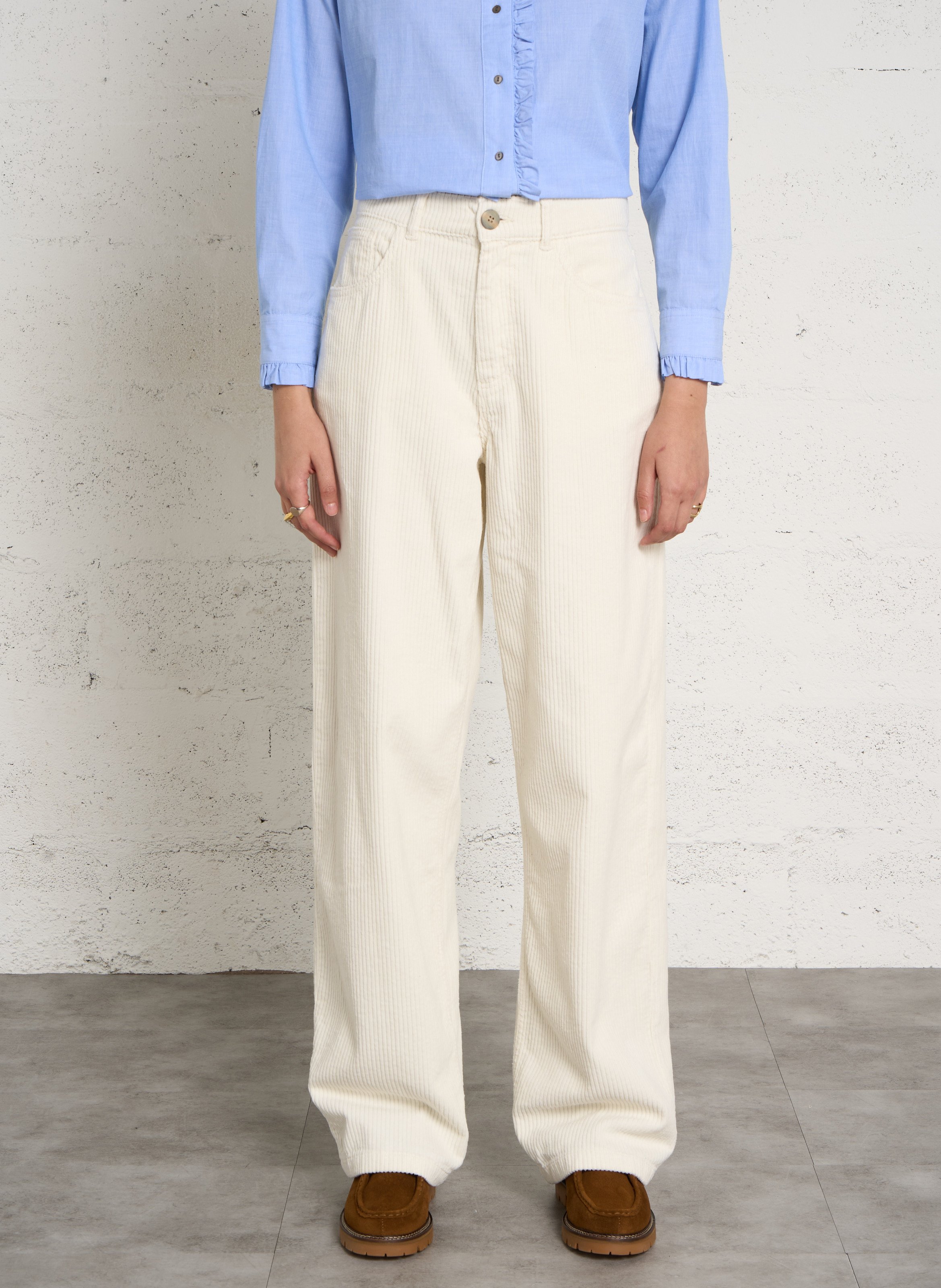 Rechte corduroy broek van katoen THE NEW SOCIETY Wit