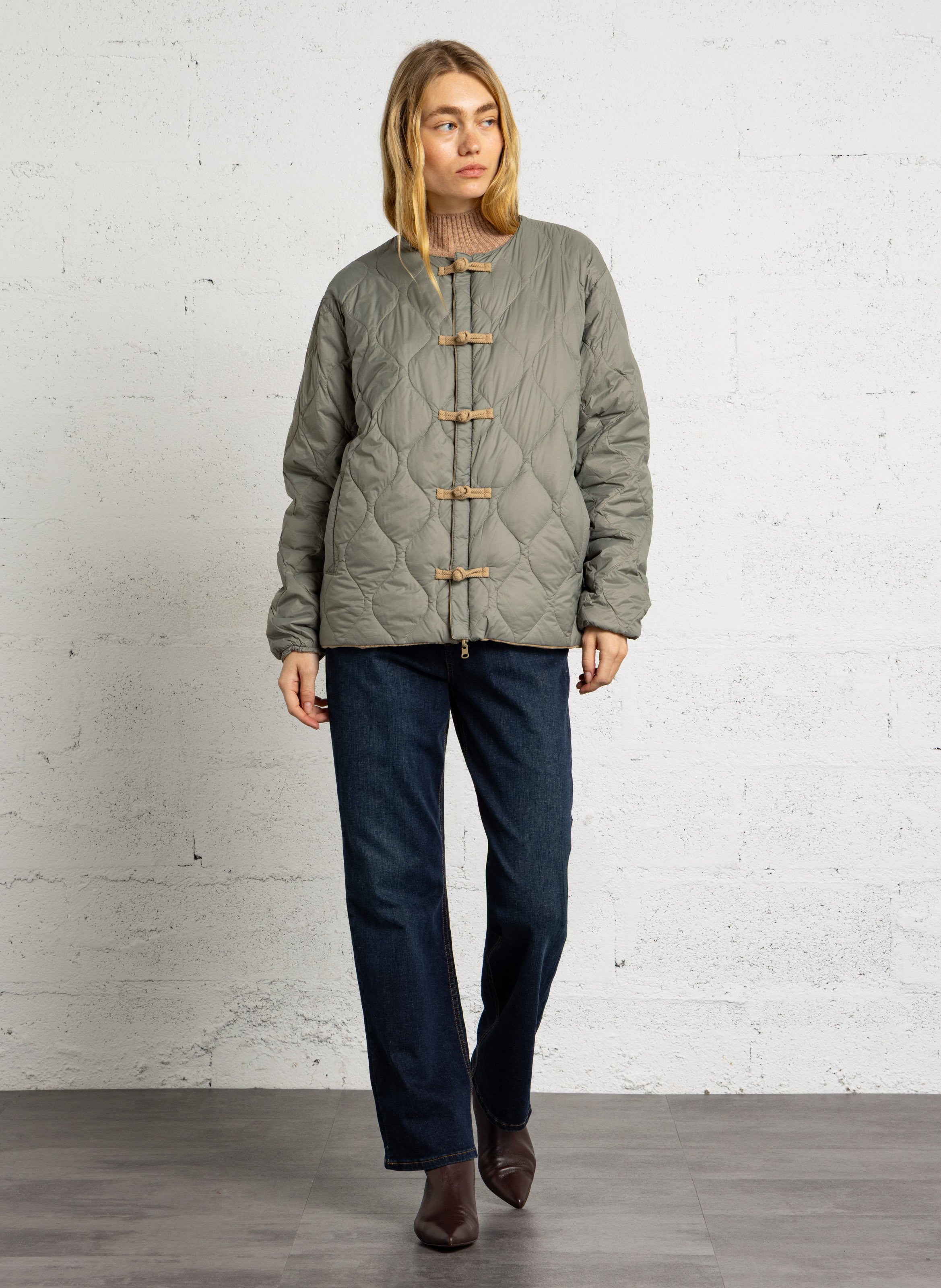 Veste matelassée oversize col rond TAION Beige
