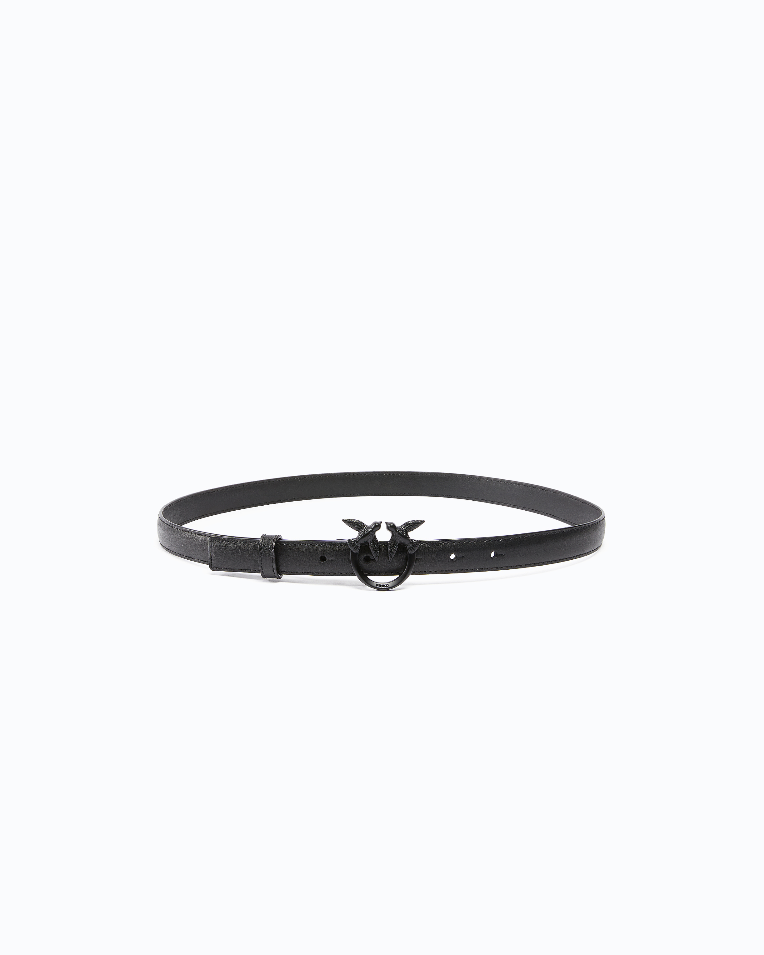 Fine ceinture love birds en cuir color block 2cm PINKO Noir
