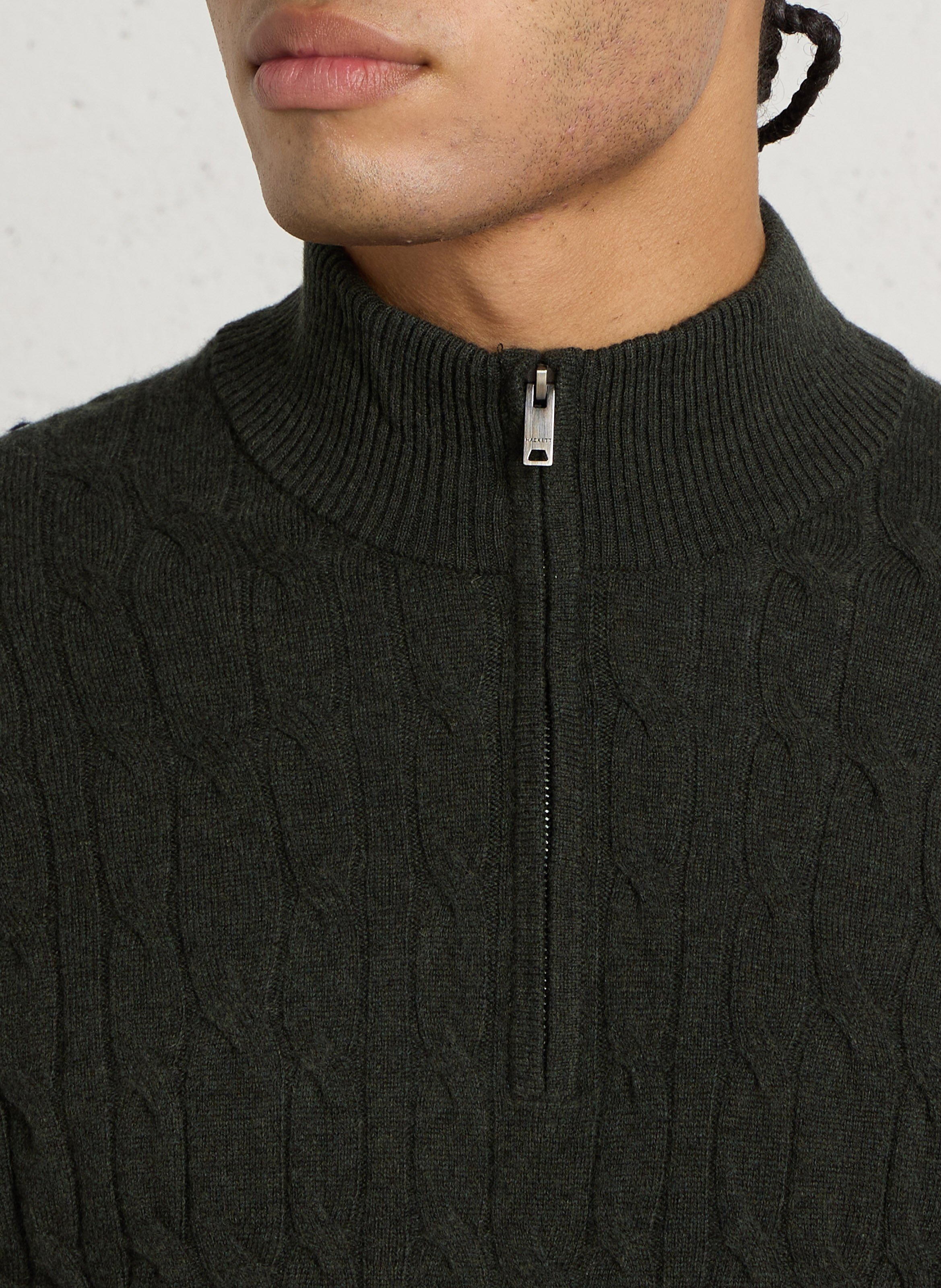Pull droit col montant en laine HACKETT Vert