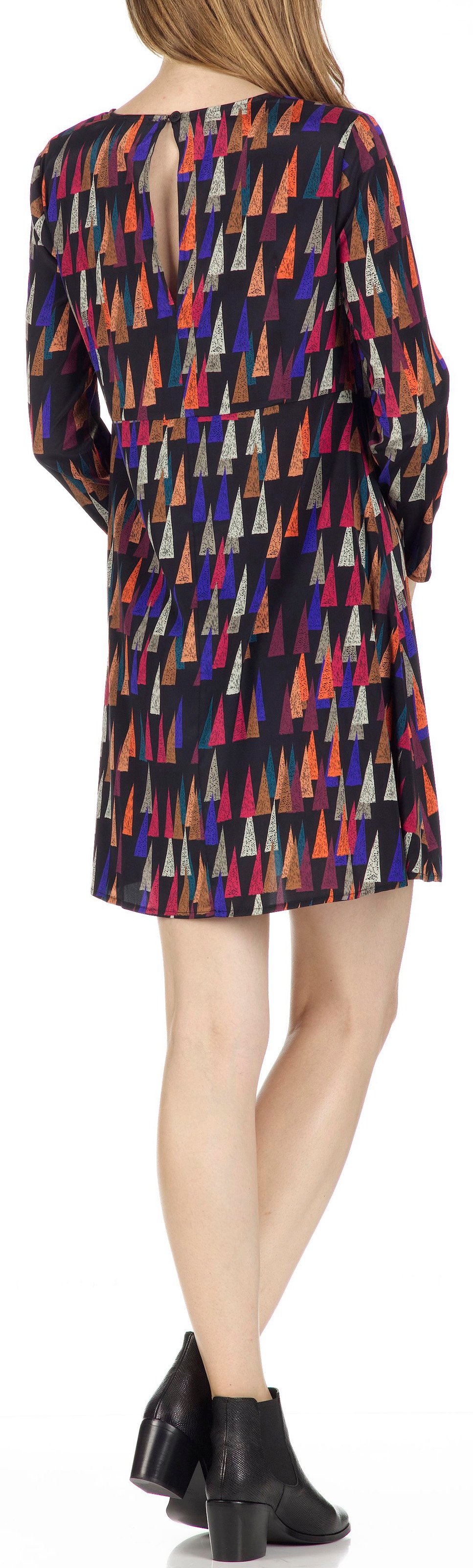 Robe courte évasée et imprimée en soie ATTIC AND BARN Noir