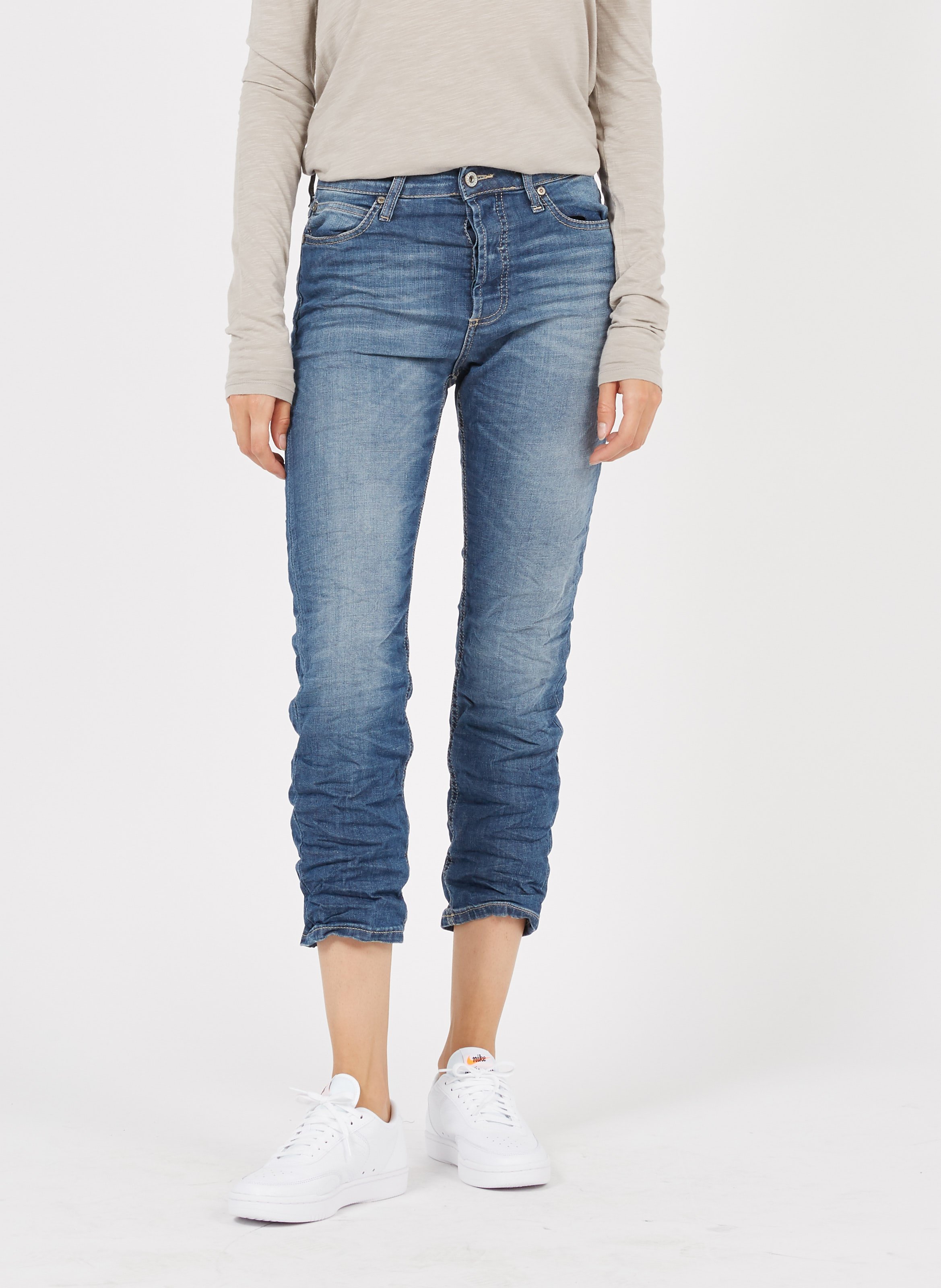 Jean cropped délavé PLEASE Bleu